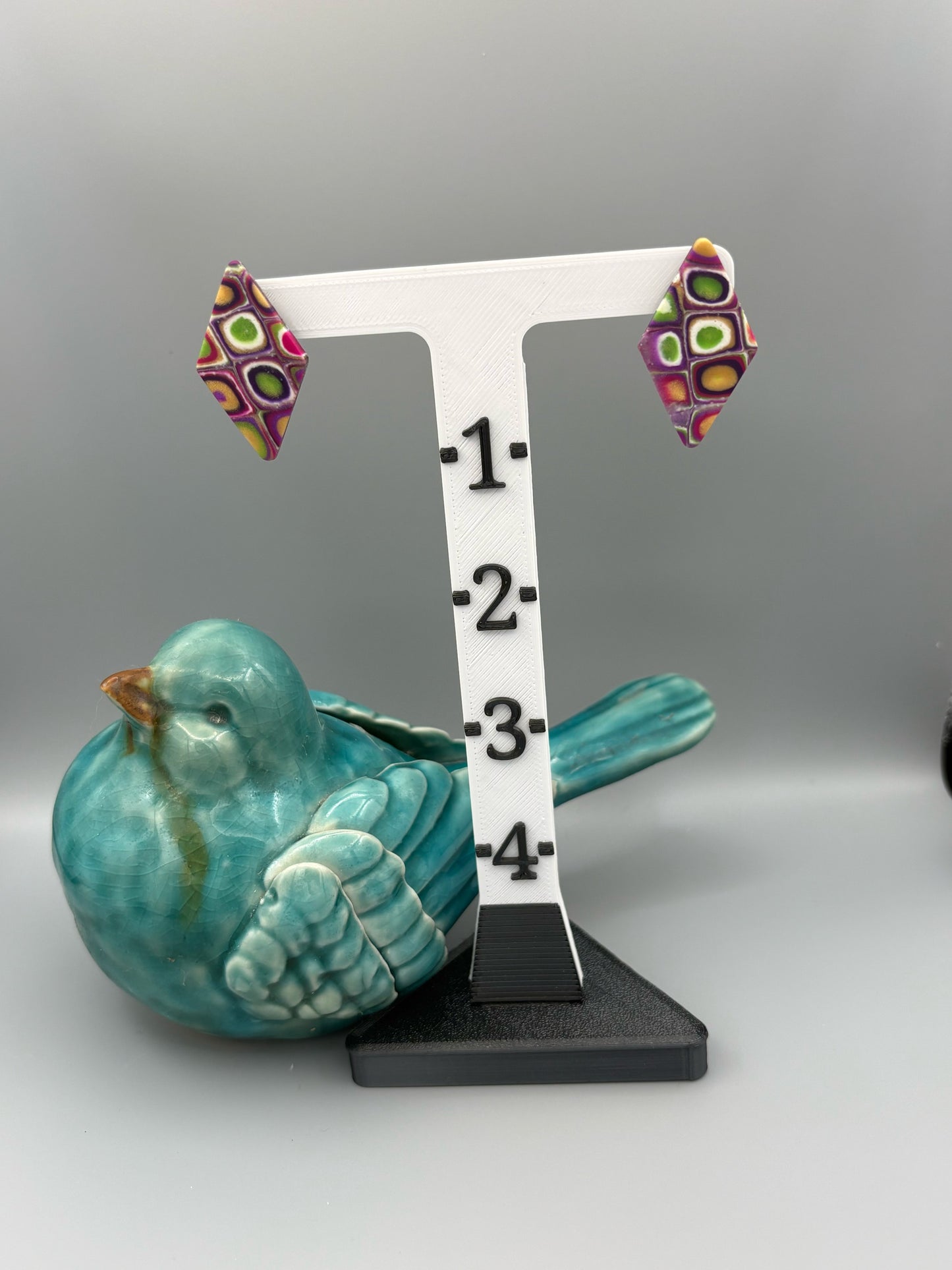 Retro Diamond Stud Earrings - handcrafted polymer clay earrings by Lakeside Clay