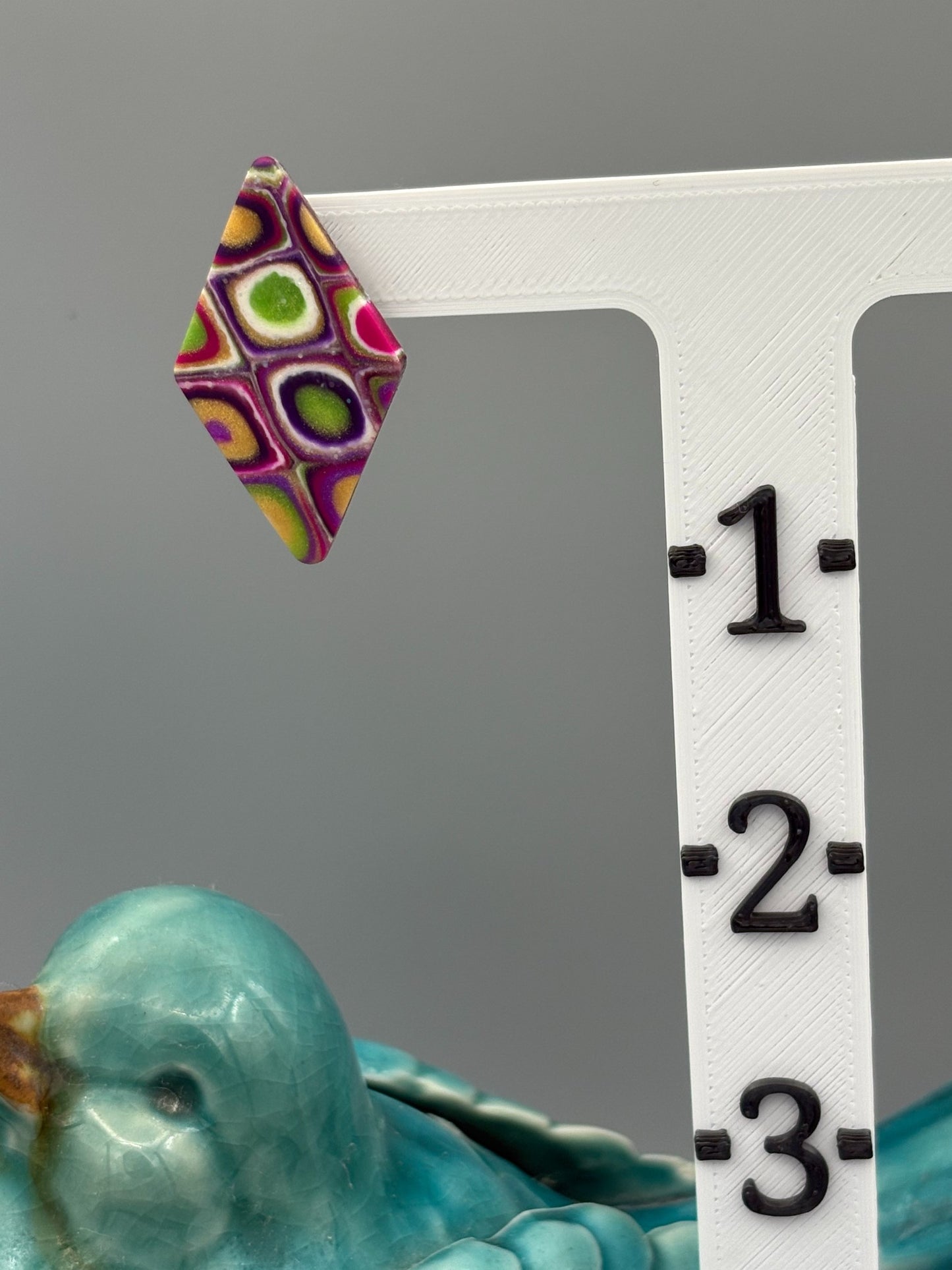 Retro Diamond Stud Earrings - handcrafted polymer clay earrings by Lakeside Clay