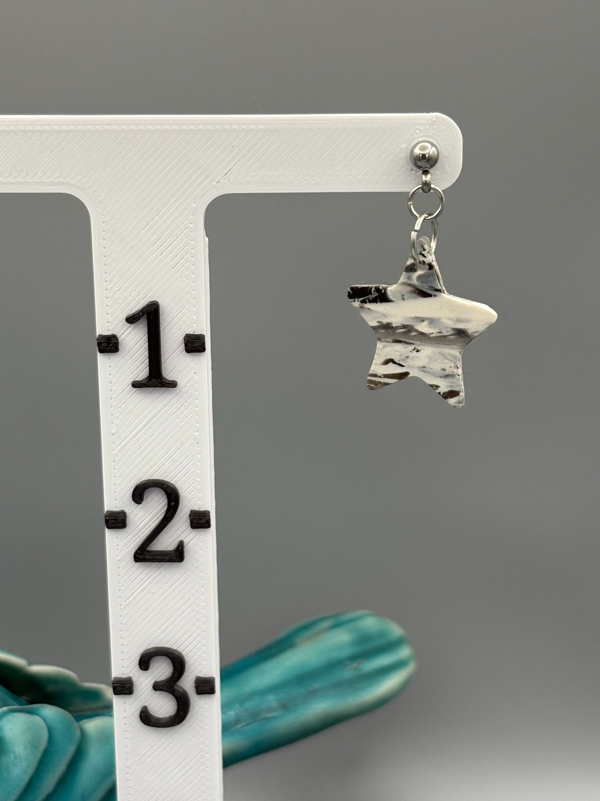 Snowstorm Stars Earrings - handcrafted polymer clay earrings by Lakeside Clay