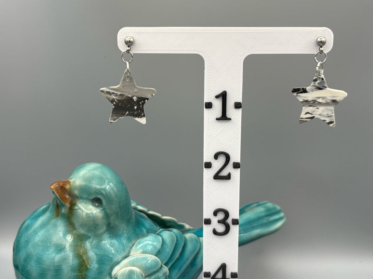 Snowstorm Stars Earrings - handcrafted polymer clay earrings by Lakeside Clay