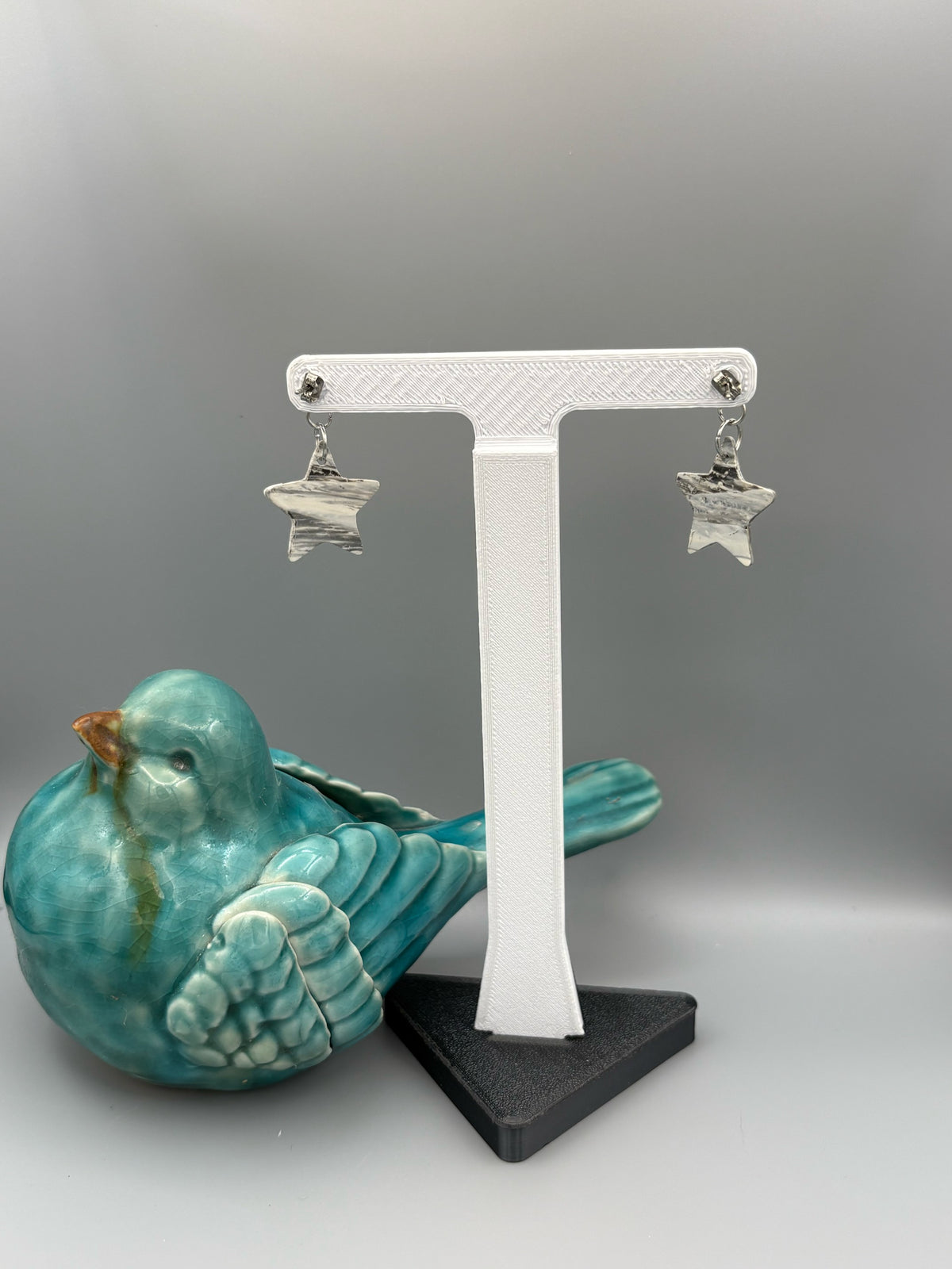 Snowstorm Stars Earrings - handcrafted polymer clay earrings by Lakeside Clay