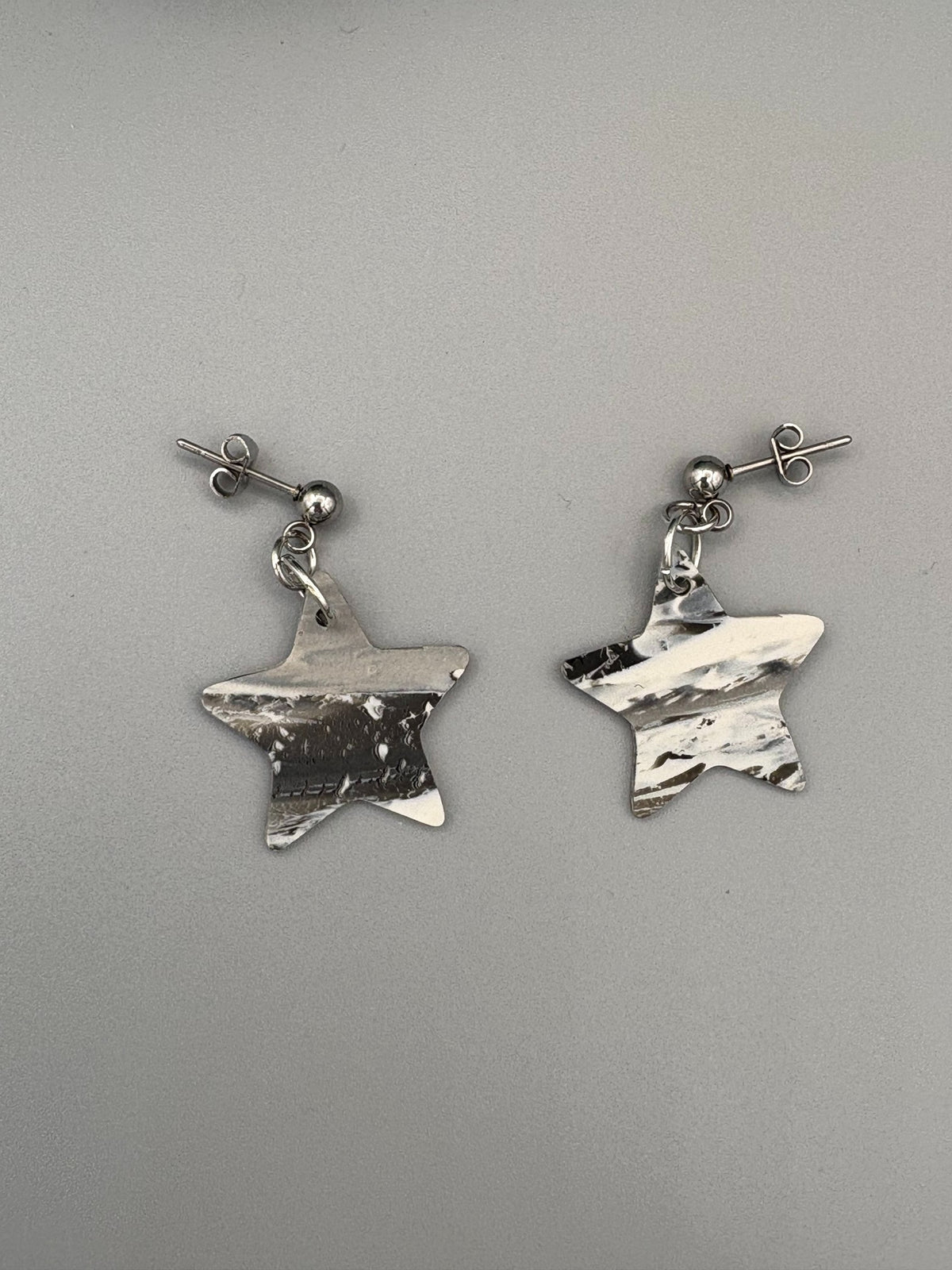 Snowstorm Stars Earrings - handcrafted polymer clay earrings by Lakeside Clay