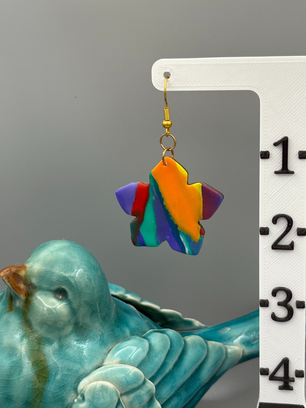 Water Colour Flowers Dangle Earrings - handcrafted polymer clay earrings by Lakeside Clay