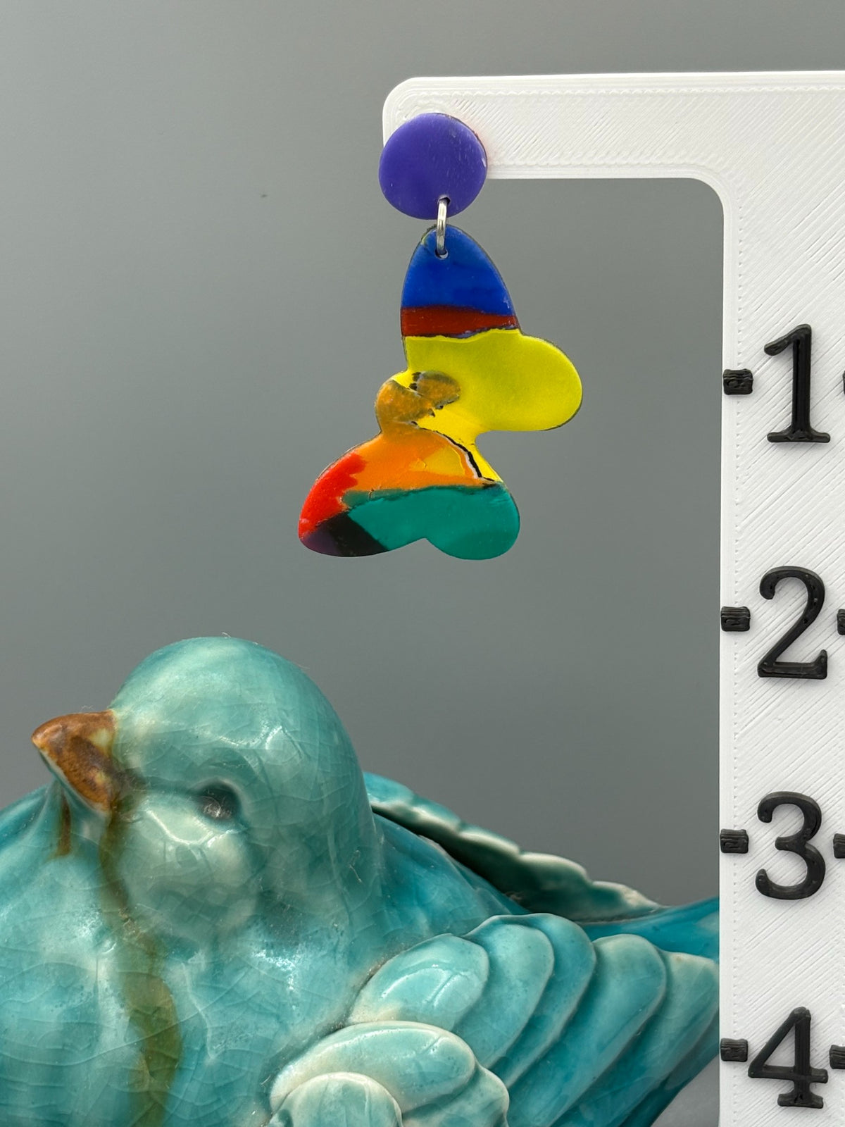 Water Colour Butterfly Dangle Earrings - handcrafted polymer clay earrings by Lakeside Clay