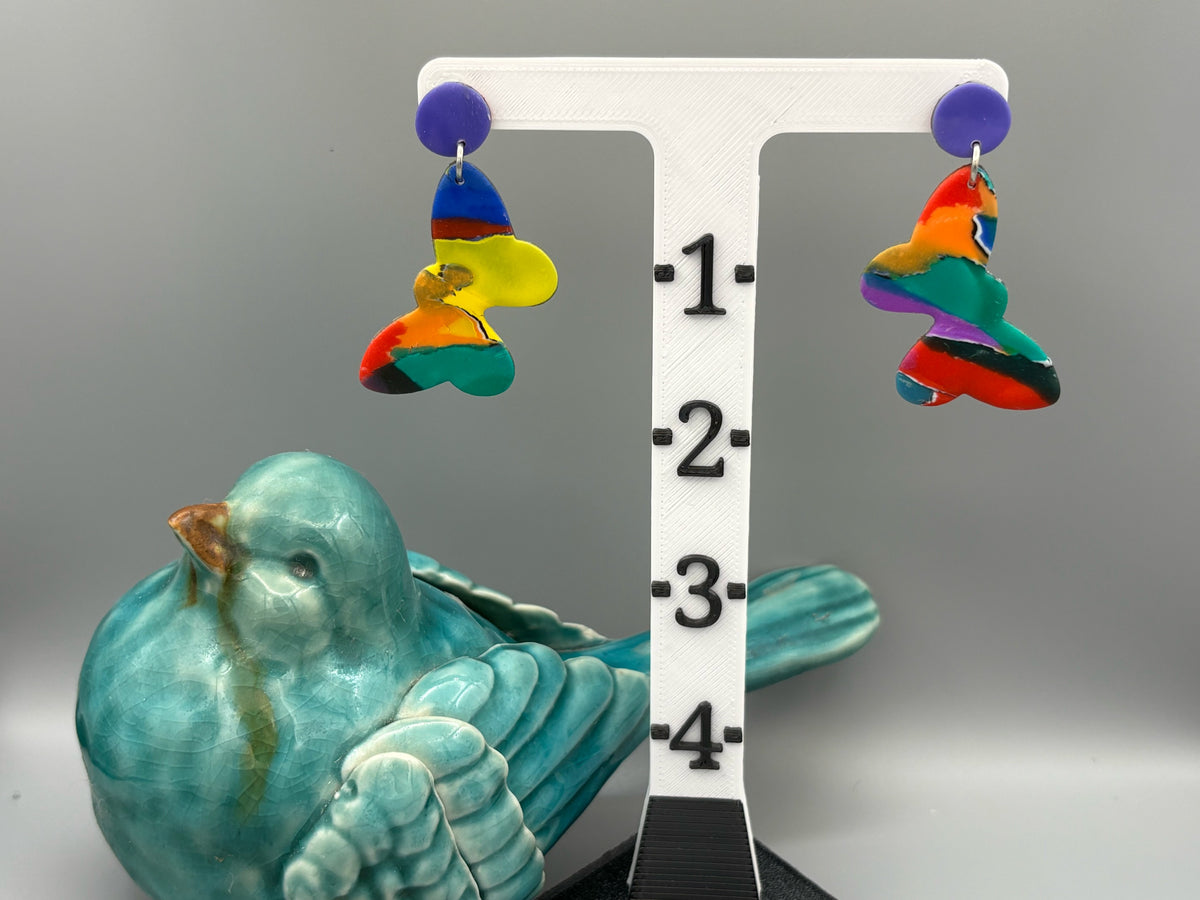 Water Colour Butterfly Dangle Earrings - handcrafted polymer clay earrings by Lakeside Clay