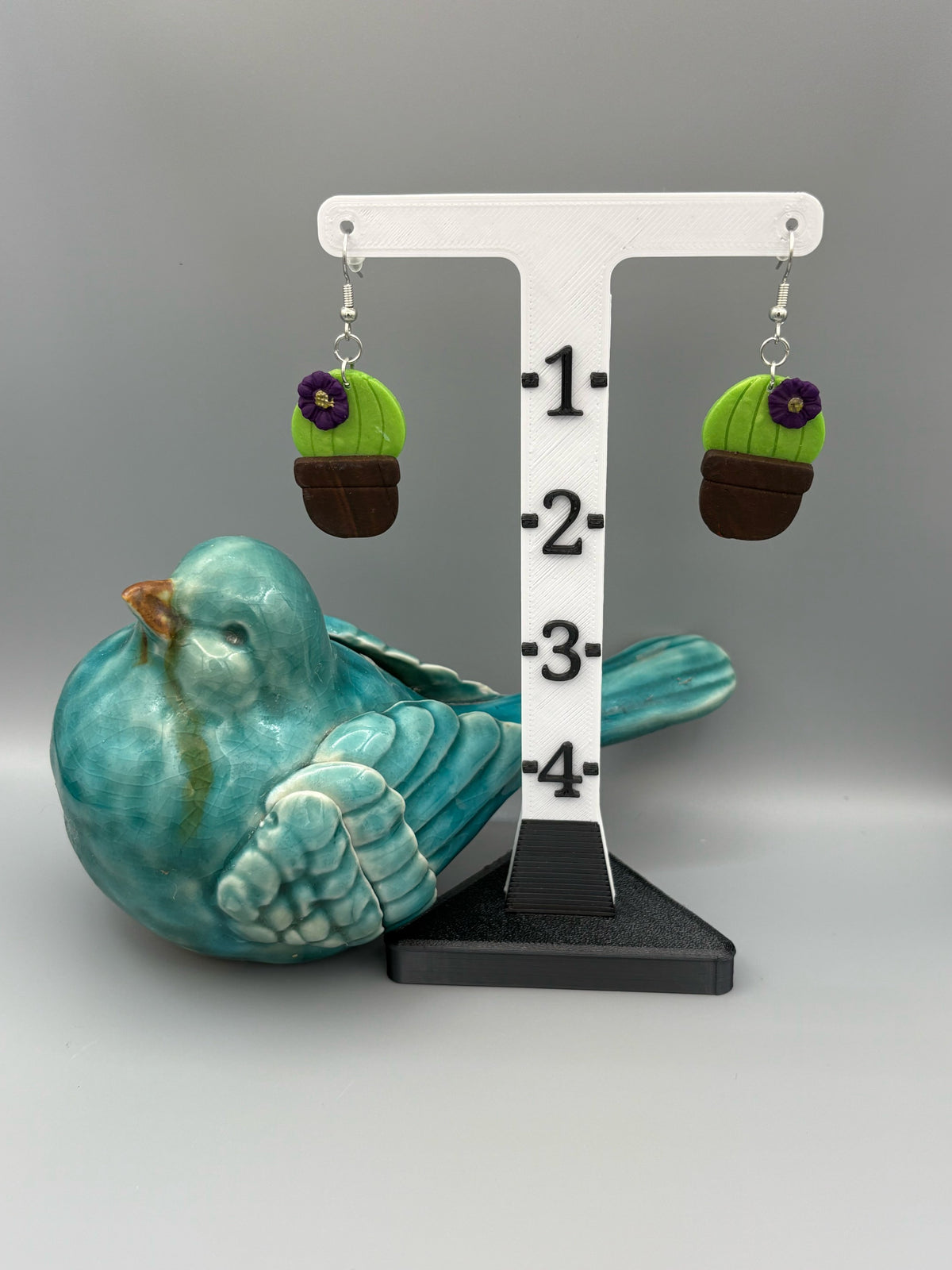 Ball Cacti Dangle Earrings - handcrafted polymer clay earrings by Lakeside Clay
