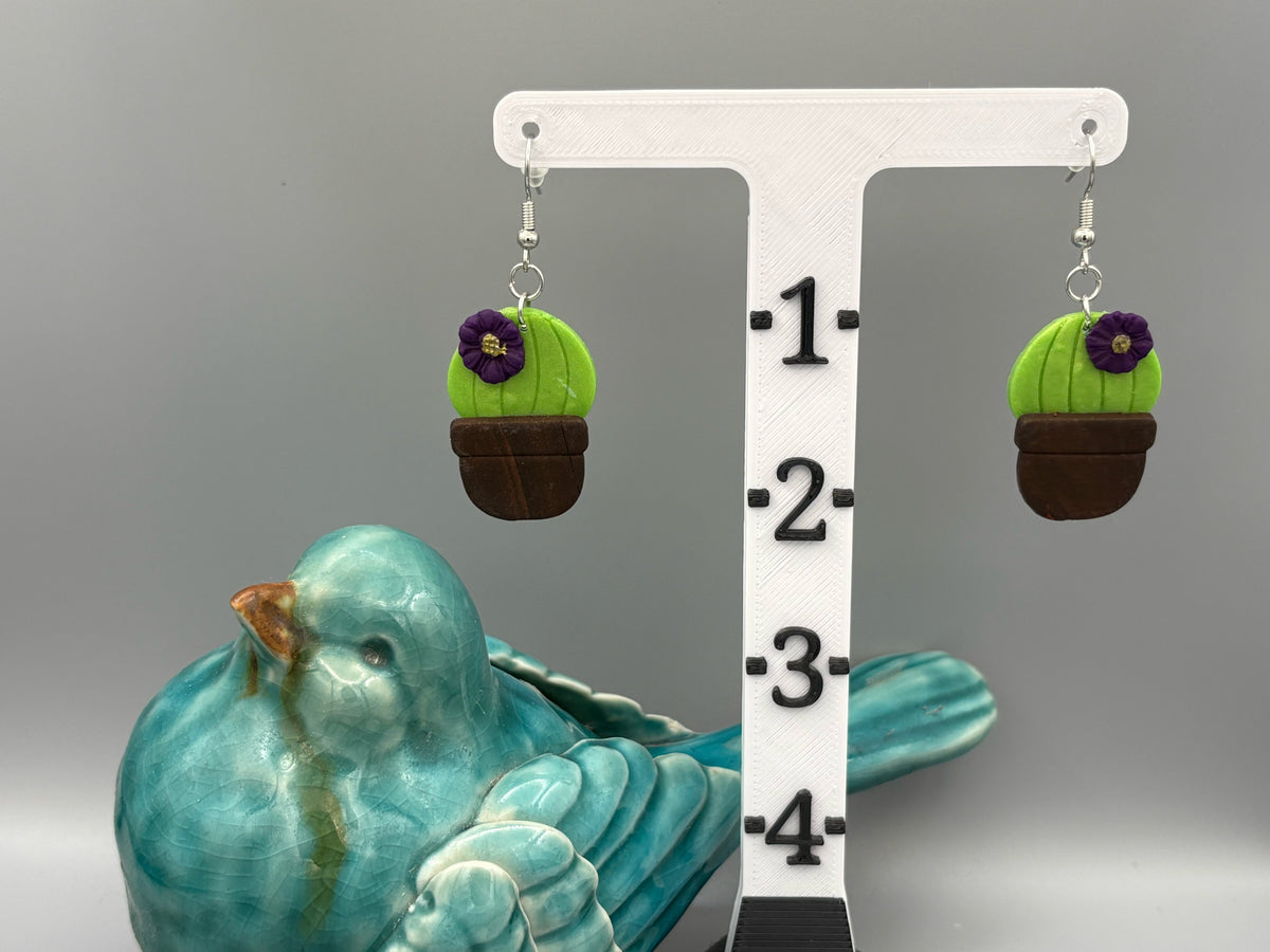 Ball Cacti Dangle Earrings - handcrafted polymer clay earrings by Lakeside Clay