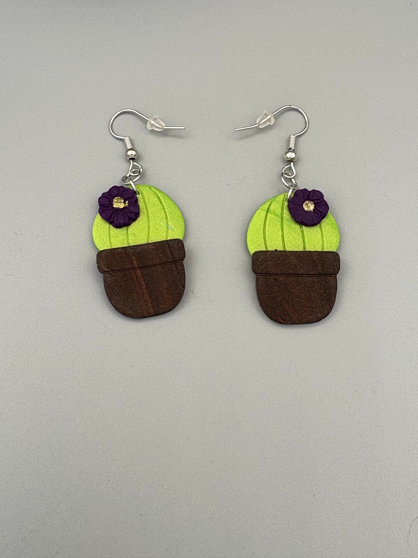 Ball Cacti Dangle Earrings - handcrafted polymer clay earrings by Lakeside Clay
