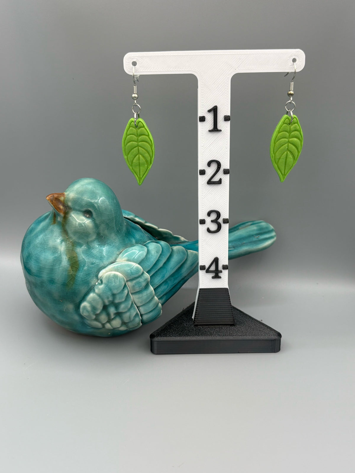 Tropical Leaf Dangle Earrings - handcrafted polymer clay earrings by Lakeside Clay