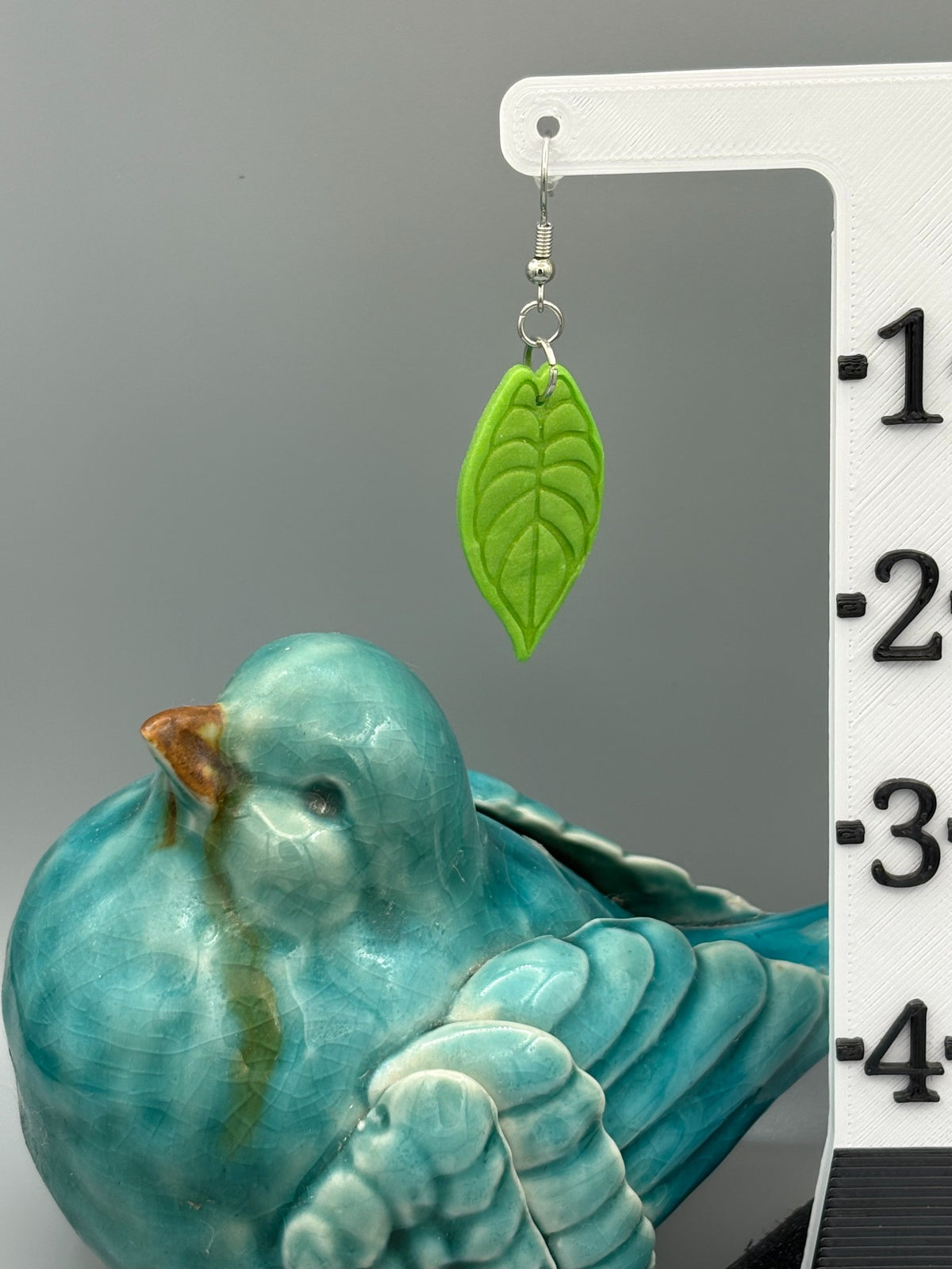 Tropical Leaf Dangle Earrings - handcrafted polymer clay earrings by Lakeside Clay
