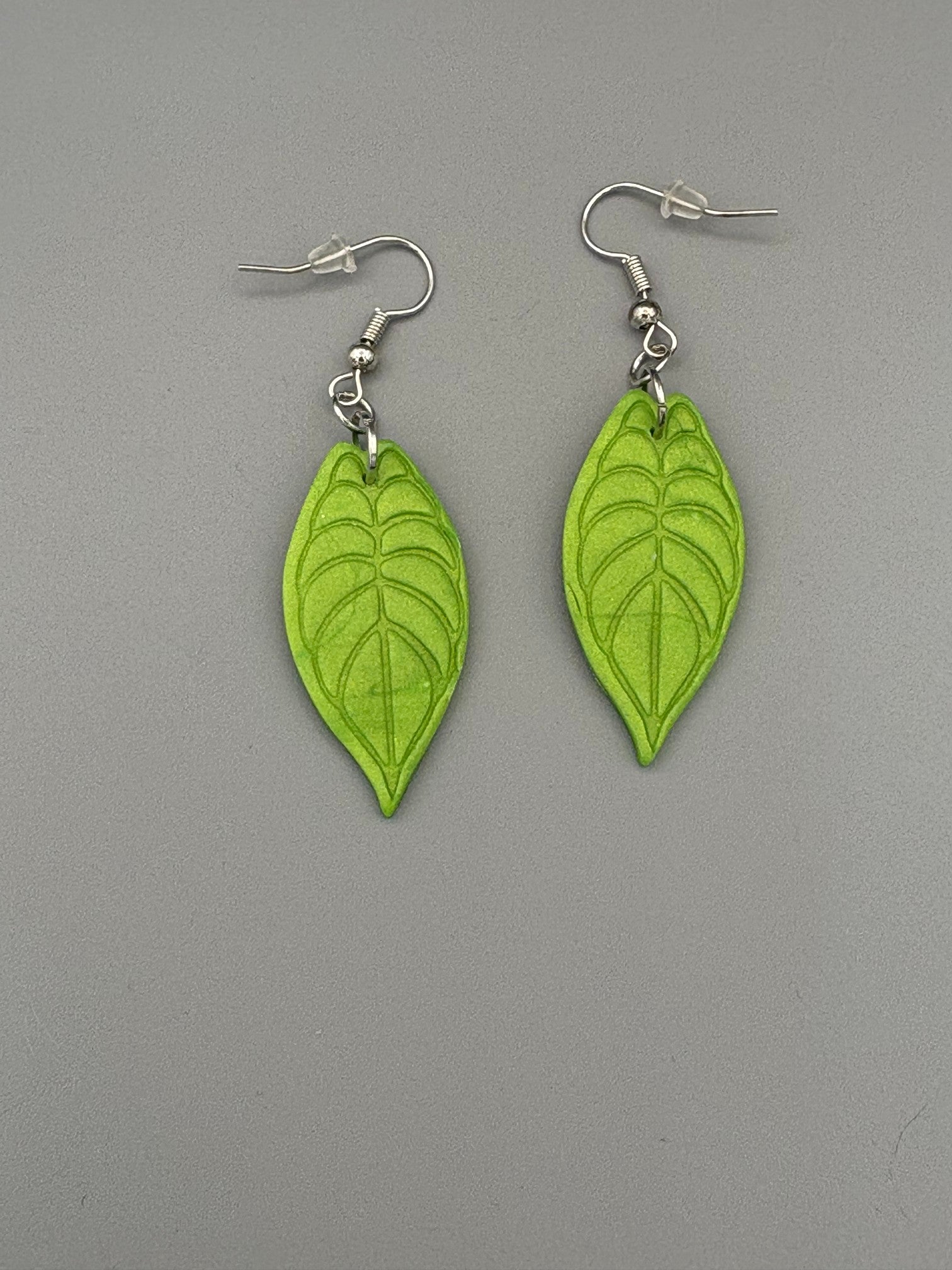Tropical Leaf Dangle Earrings - handcrafted polymer clay earrings by Lakeside Clay