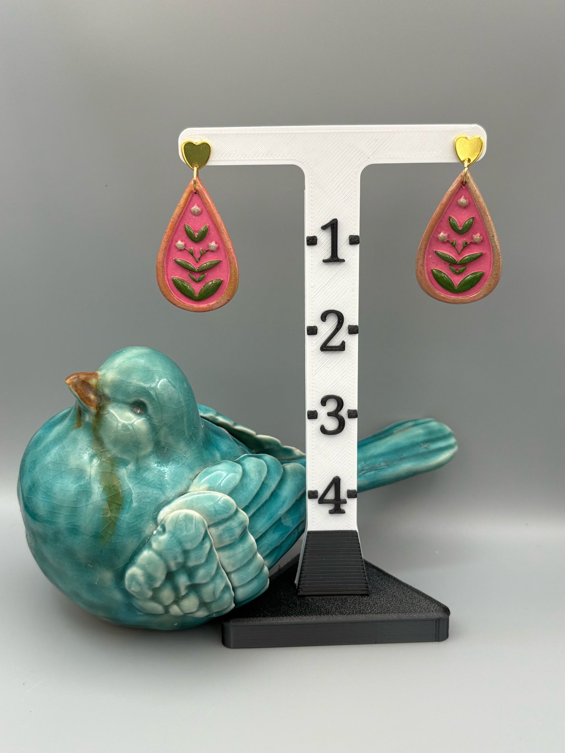 Leafy Vines Dangle Earrings - handcrafted polymer clay earrings by Lakeside Clay