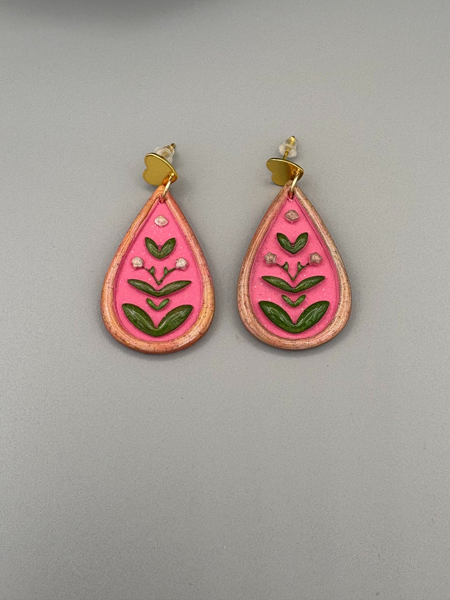 Leafy Vines Dangle Earrings - handcrafted polymer clay earrings by Lakeside Clay