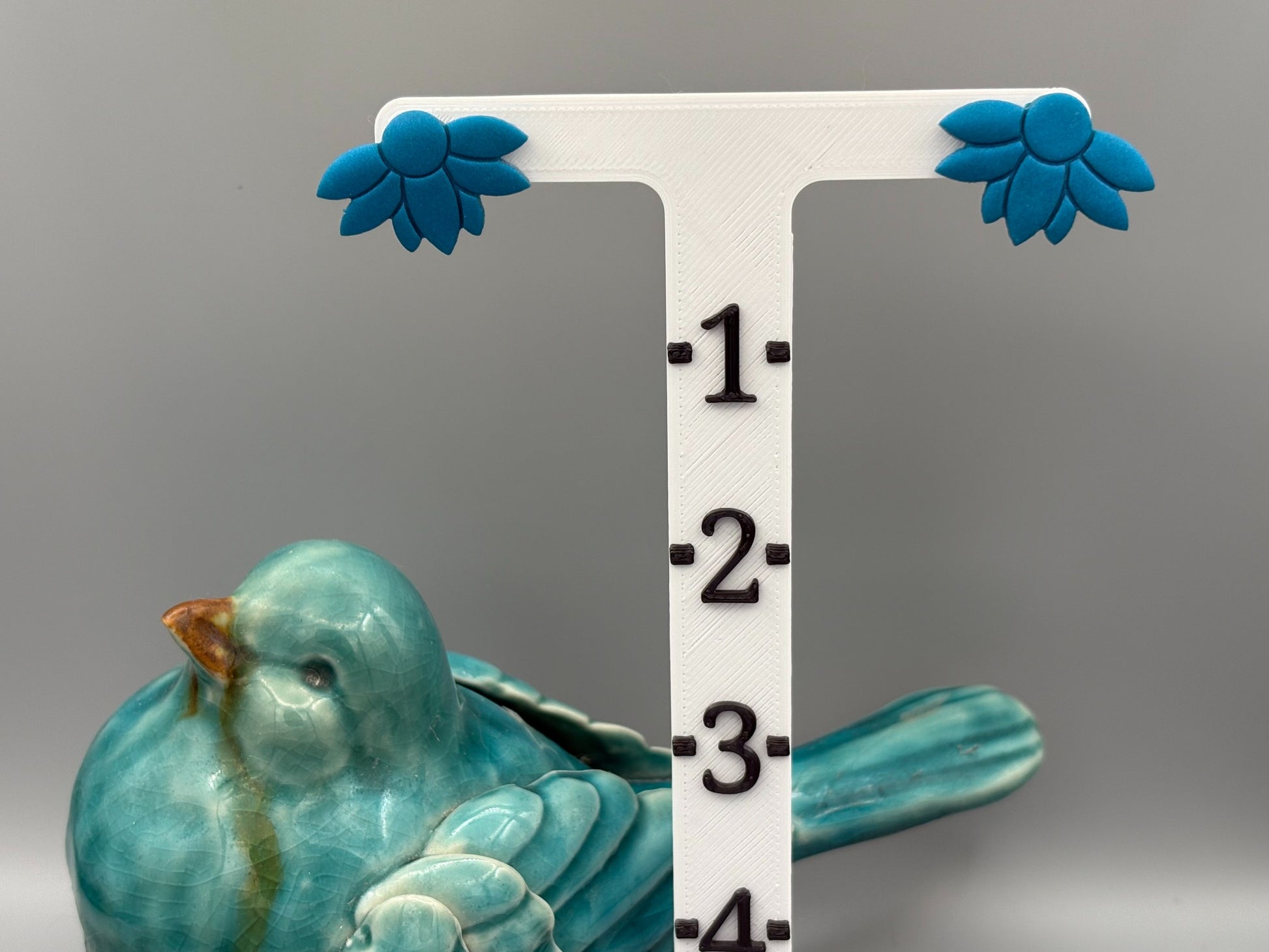 Teal Half Flower Stud Earrings - handcrafted polymer clay earrings by Lakeside Clay