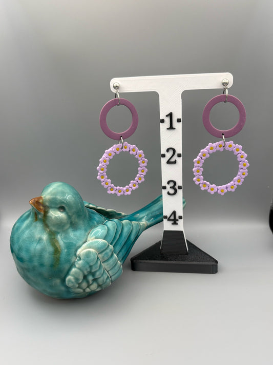 Blossom Circle Dangle Earrings - handcrafted polymer clay earrings by Lakeside Clay