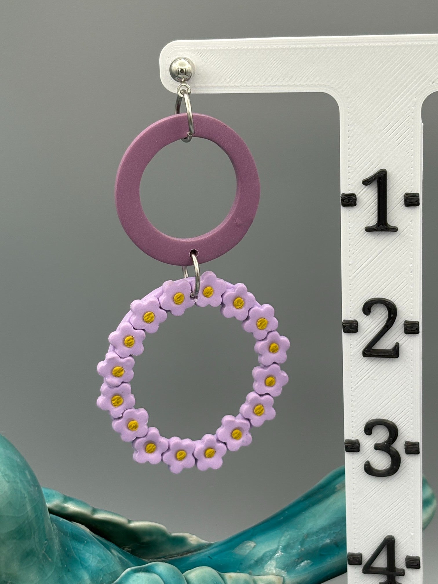 Blossom Circle Dangle Earrings - handcrafted polymer clay earrings by Lakeside Clay