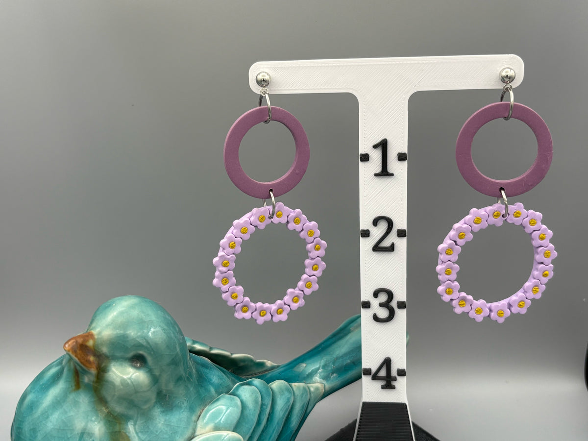 Blossom Circle Dangle Earrings - handcrafted polymer clay earrings by Lakeside Clay