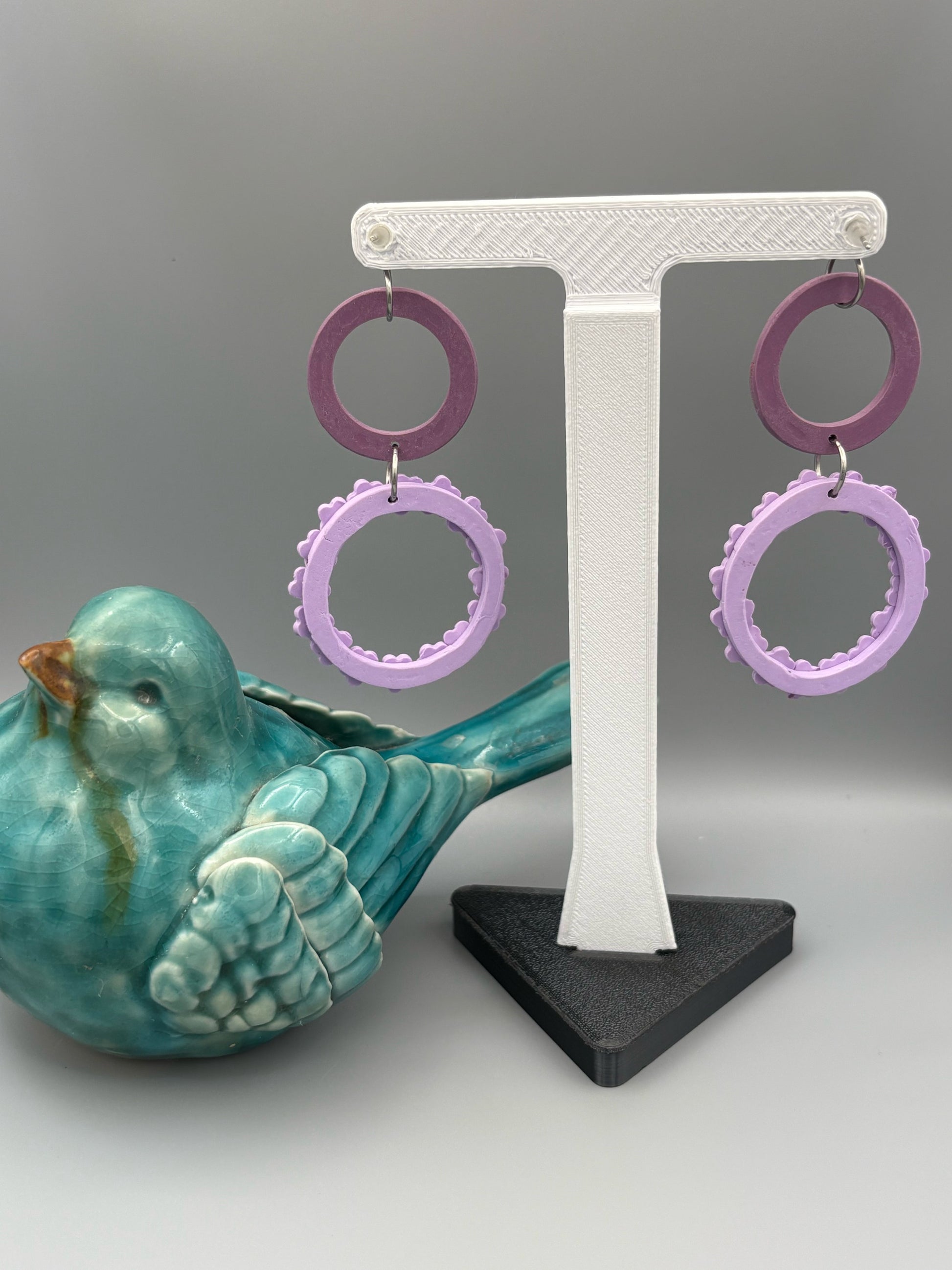 Blossom Circle Dangle Earrings - handcrafted polymer clay earrings by Lakeside Clay