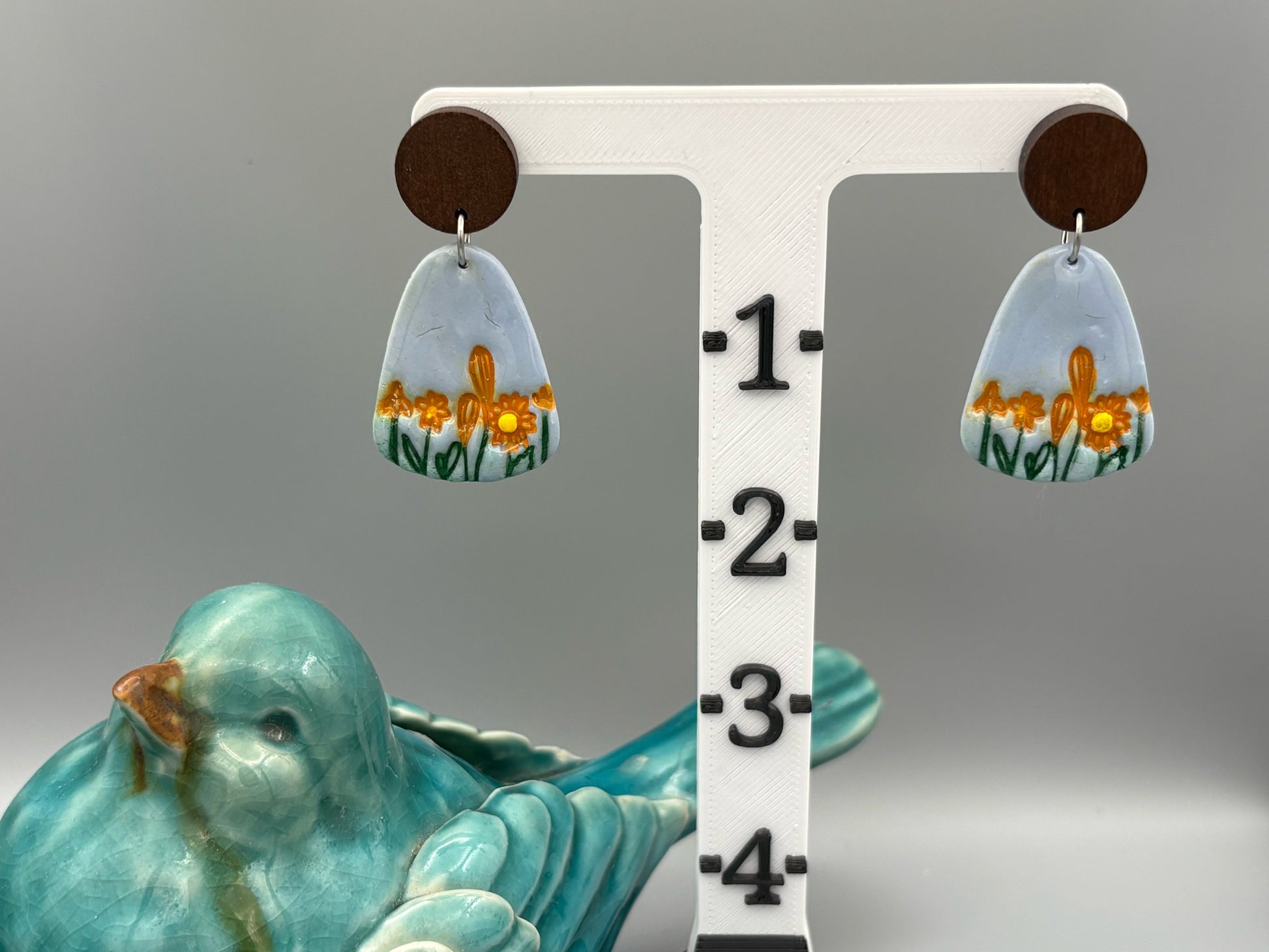 Floral Meadow Dangle Earrings - handcrafted polymer clay earrings by Lakeside Clay