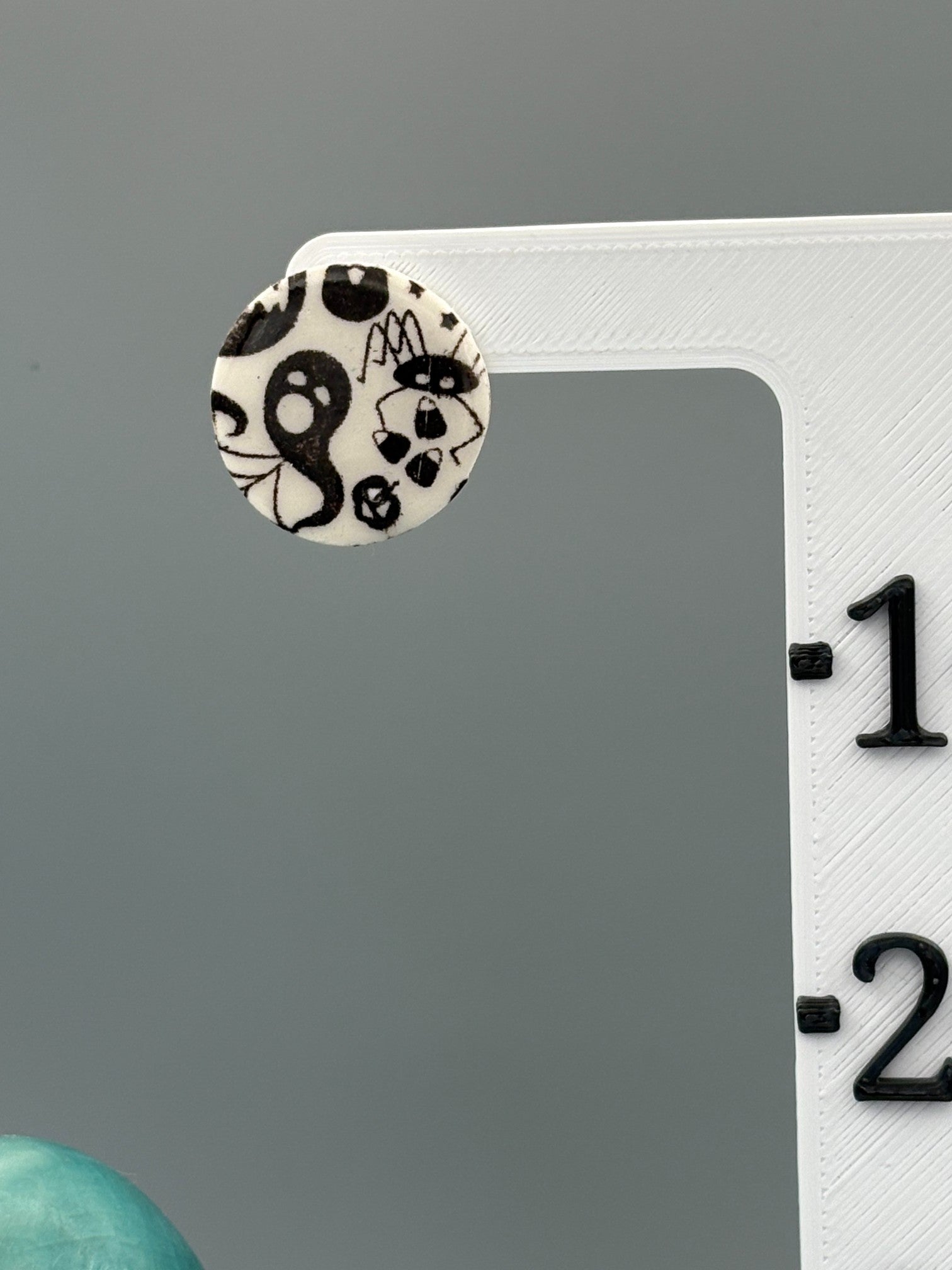 Spooky Circle Stud Earrings - handcrafted polymer clay earrings by Lakeside Clay