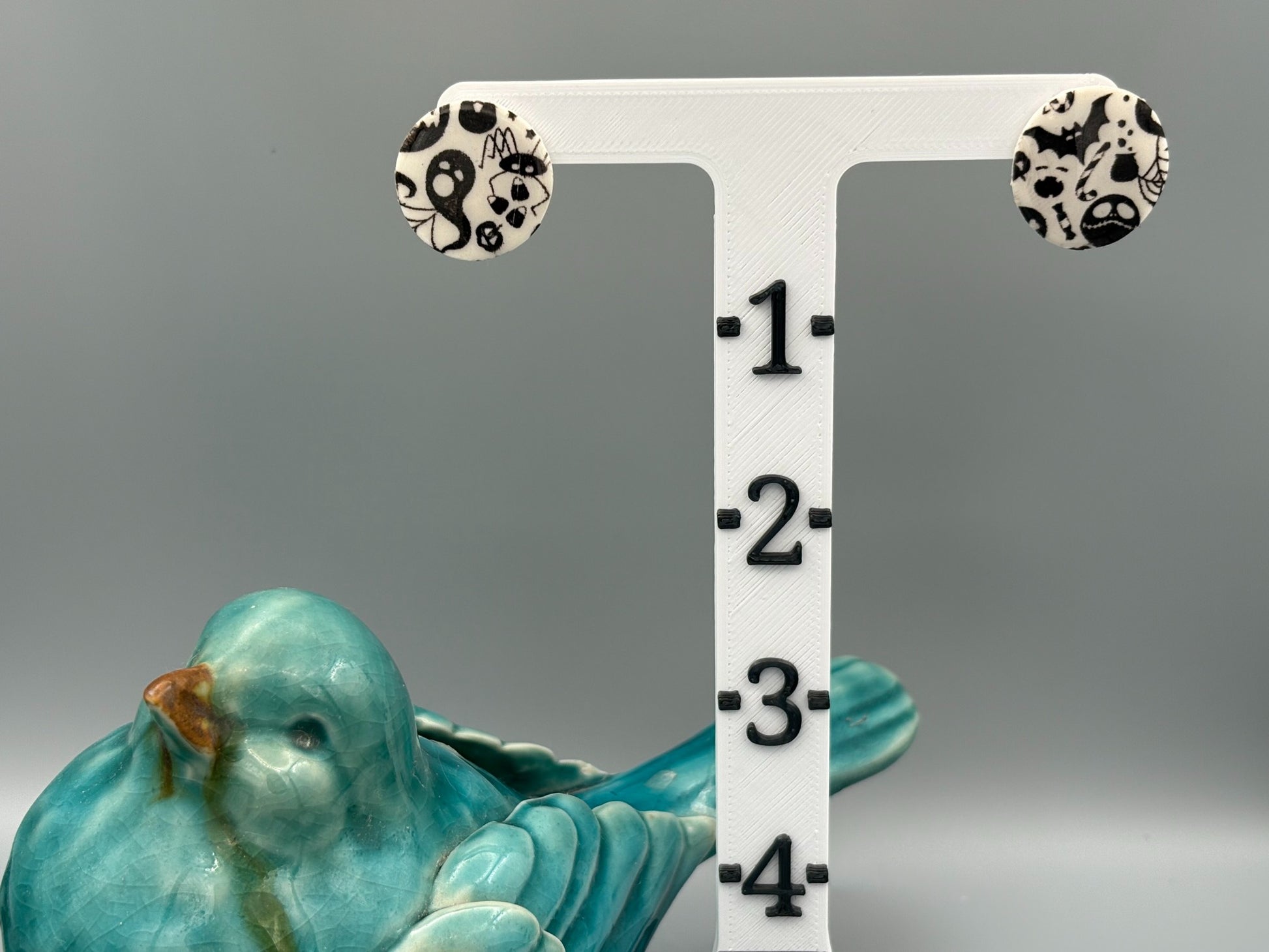 Spooky Circle Stud Earrings - handcrafted polymer clay earrings by Lakeside Clay