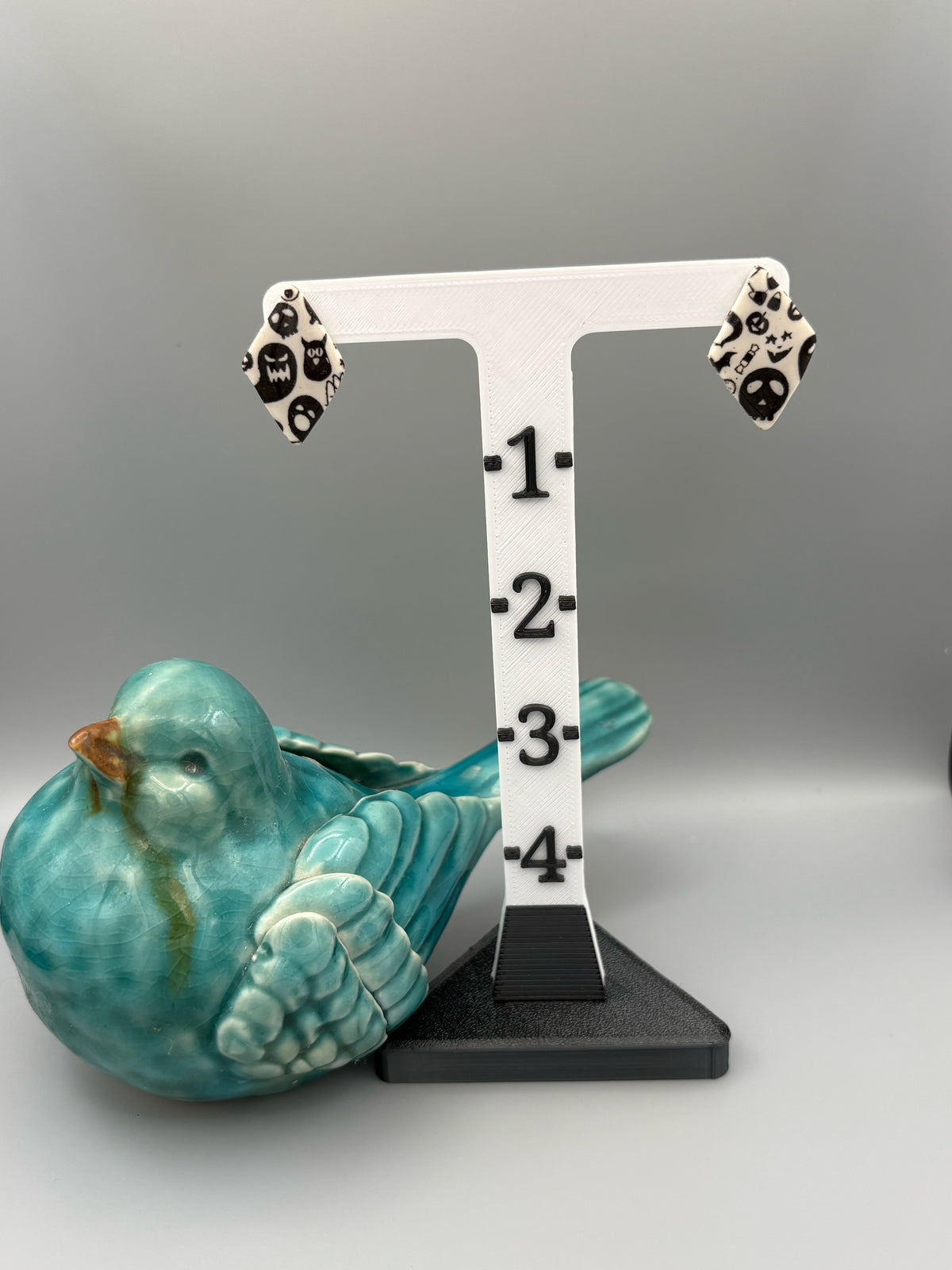 Spooky Diamonds Stud Earrings - handcrafted polymer clay earrings by Lakeside Clay