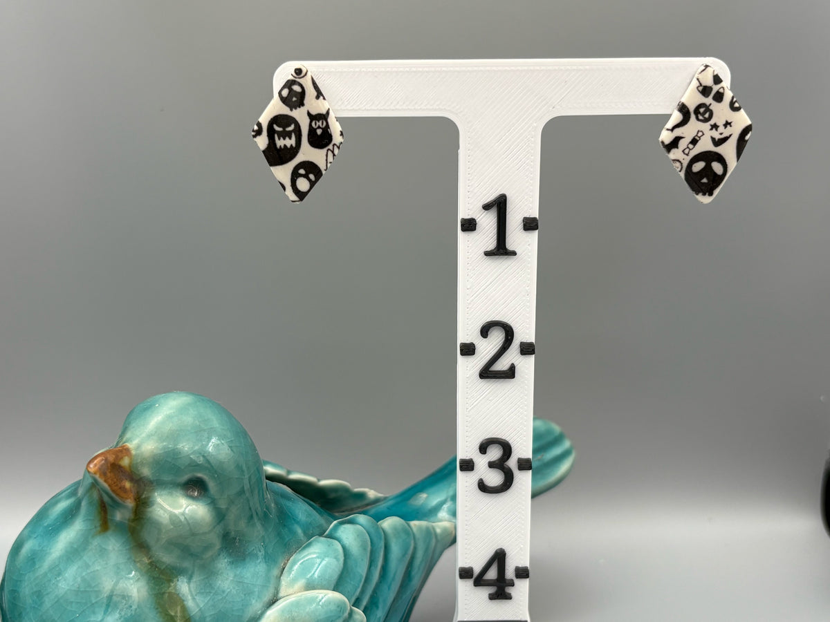 Spooky Diamonds Stud Earrings - handcrafted polymer clay earrings by Lakeside Clay