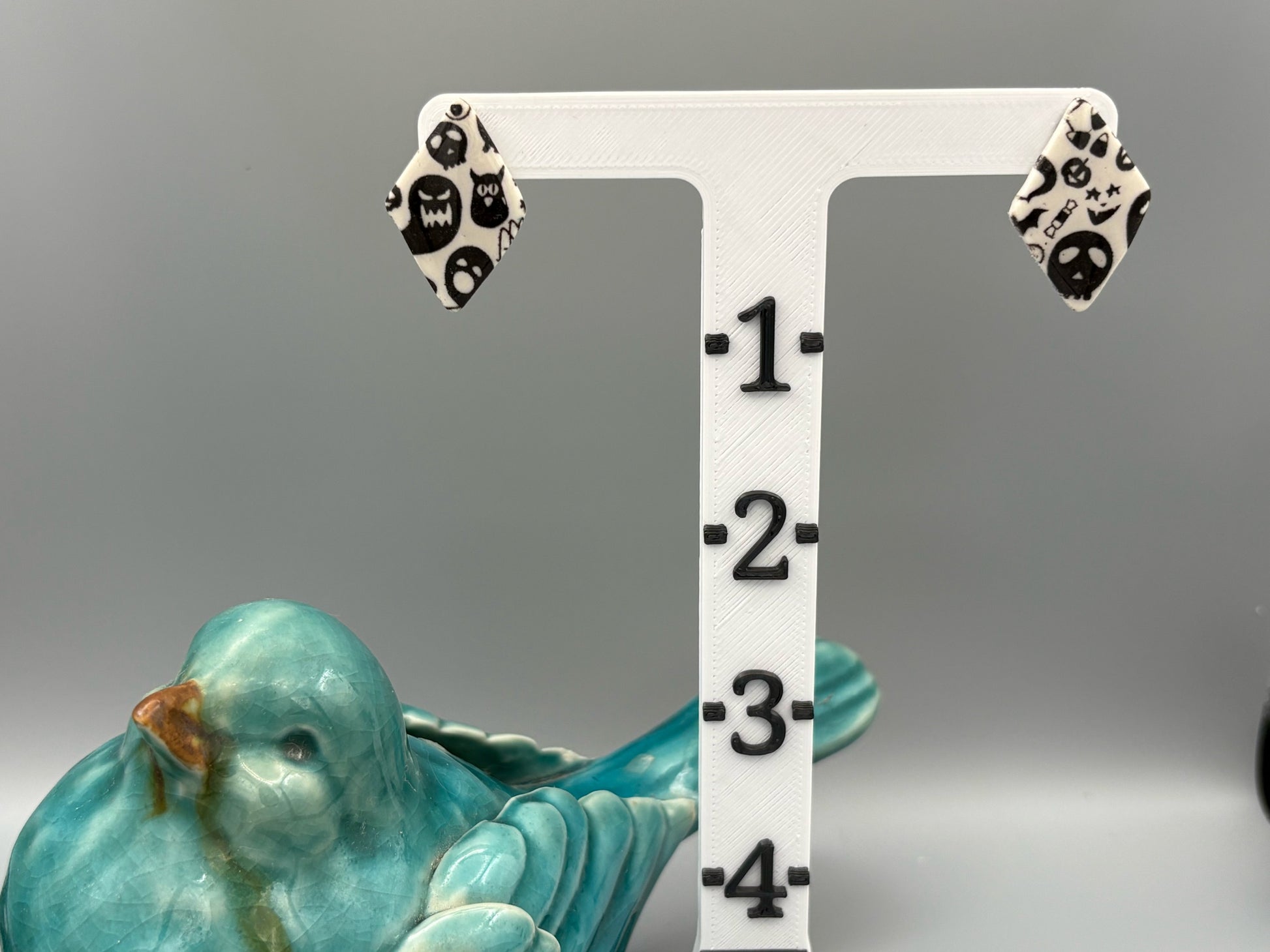 Spooky Diamonds Stud Earrings - handcrafted polymer clay earrings by Lakeside Clay