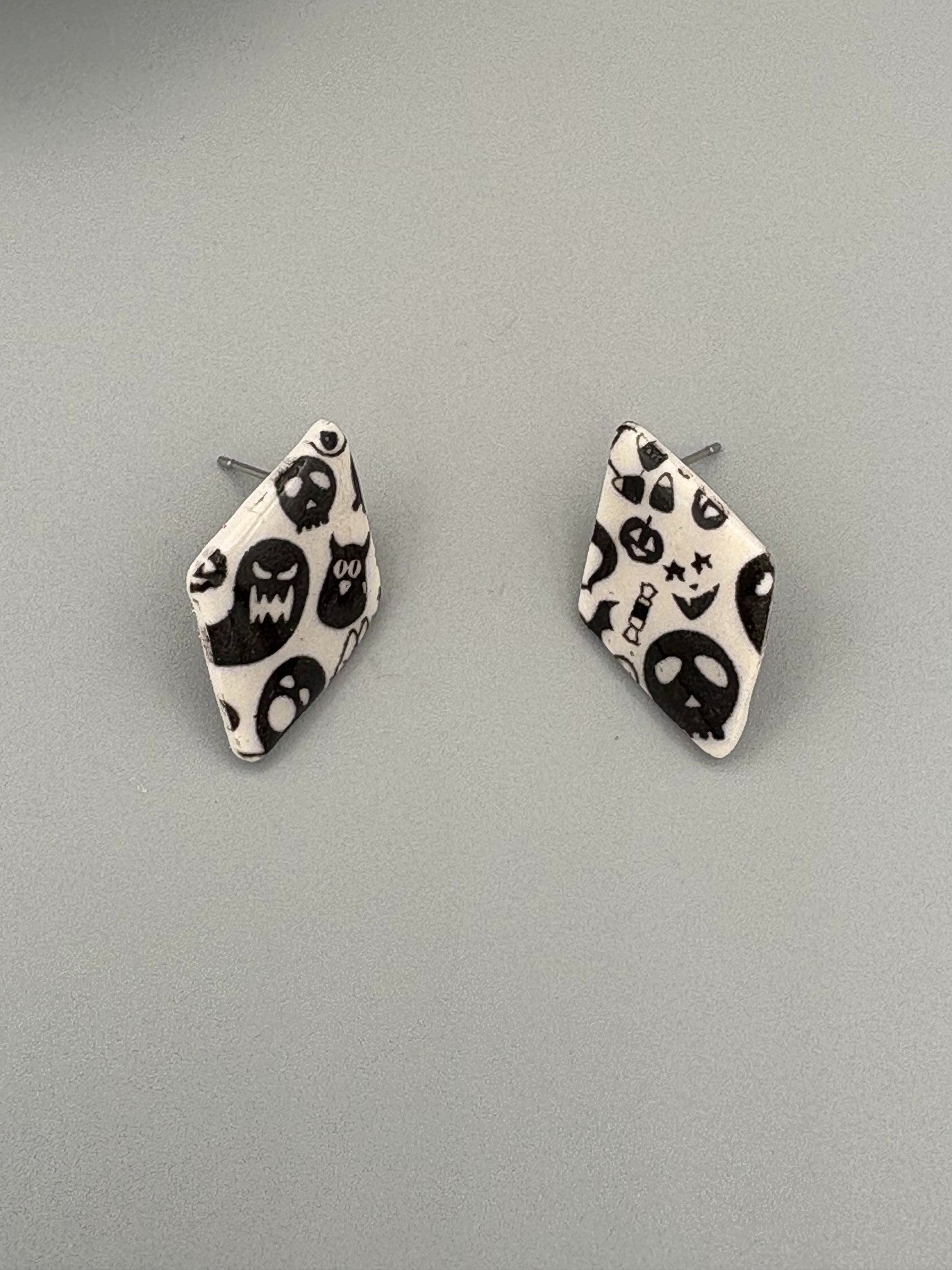 Spooky Diamonds Stud Earrings - handcrafted polymer clay earrings by Lakeside Clay