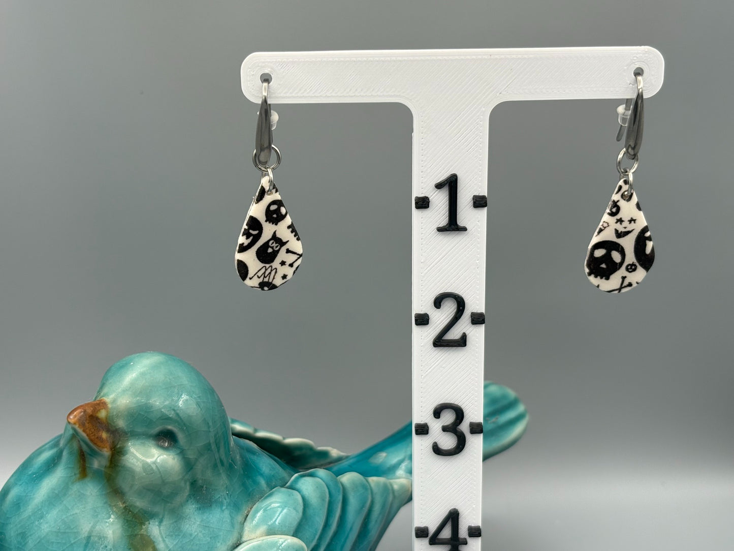 Spooky Drop Dangle Earrings - handcrafted polymer clay earrings by Lakeside Clay
