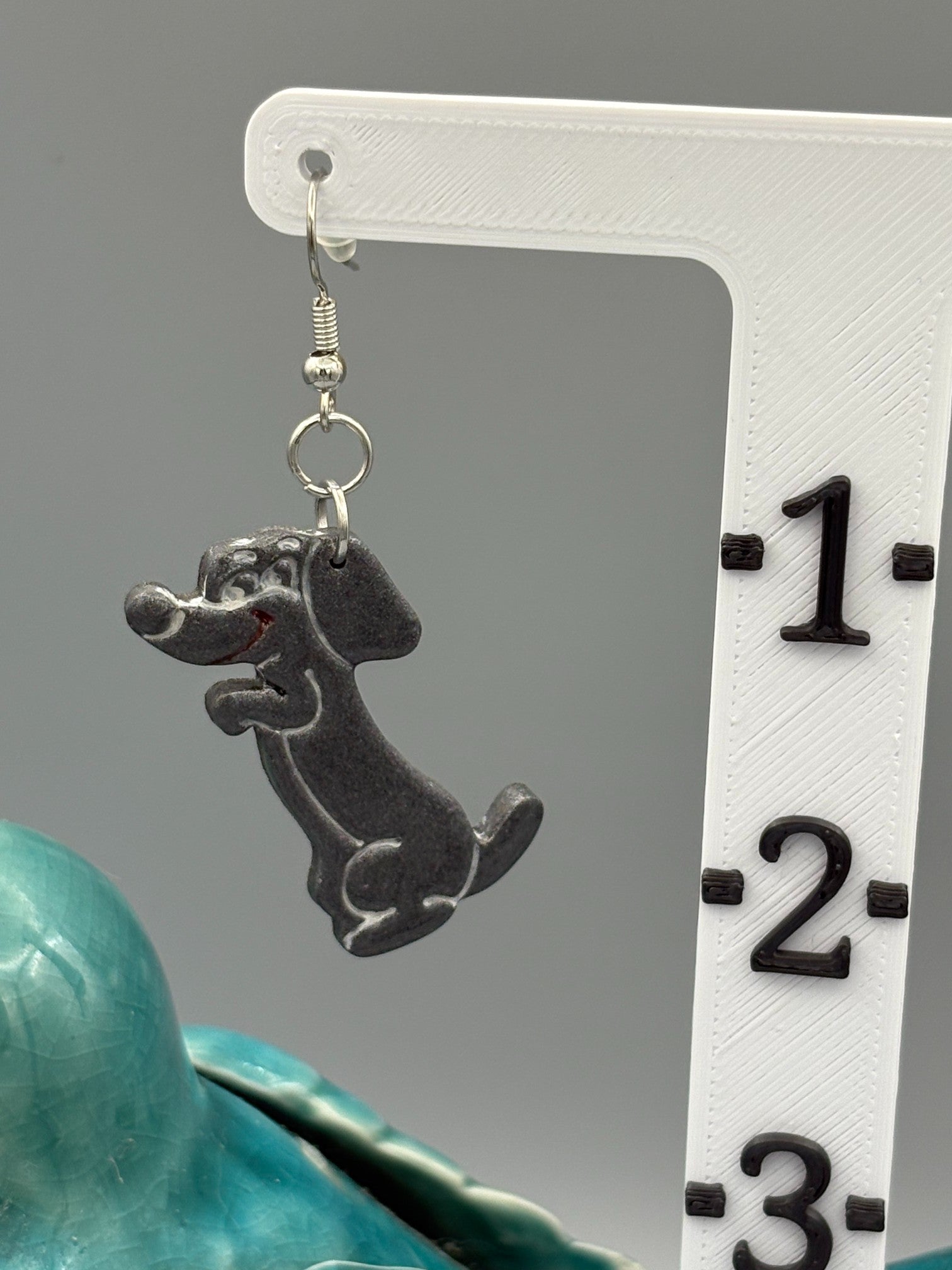 Begging Dog Dangle Earring - handcrafted polymer clay earrings by Lakeside Clay