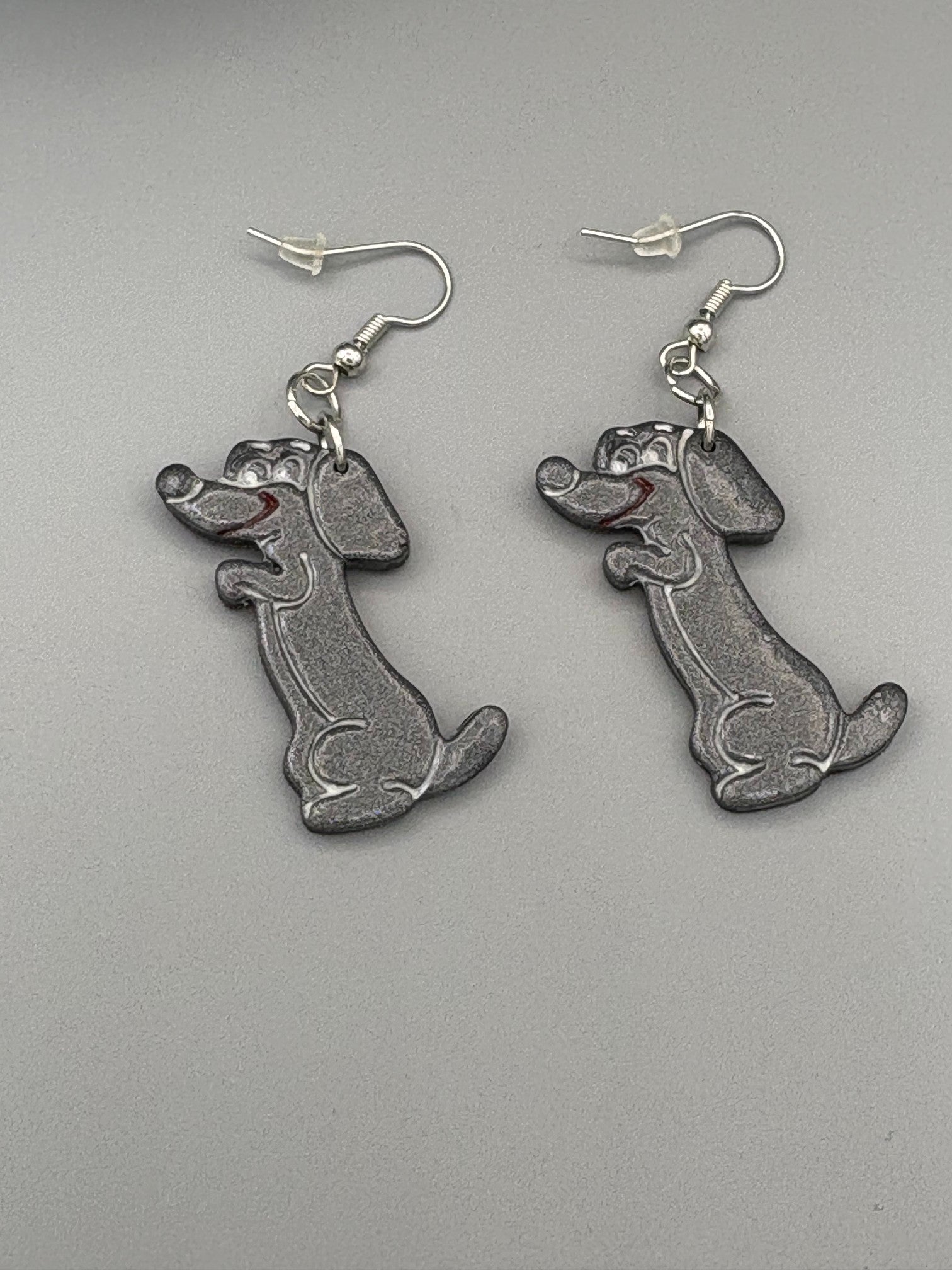 Begging Dog Dangle Earring - handcrafted polymer clay earrings by Lakeside Clay