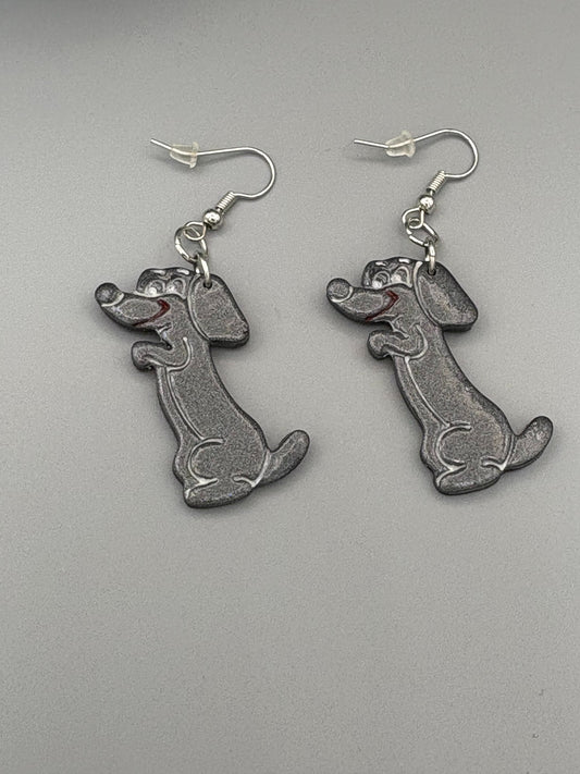 Begging Dog Dangle Earring - handcrafted polymer clay earrings by Lakeside Clay