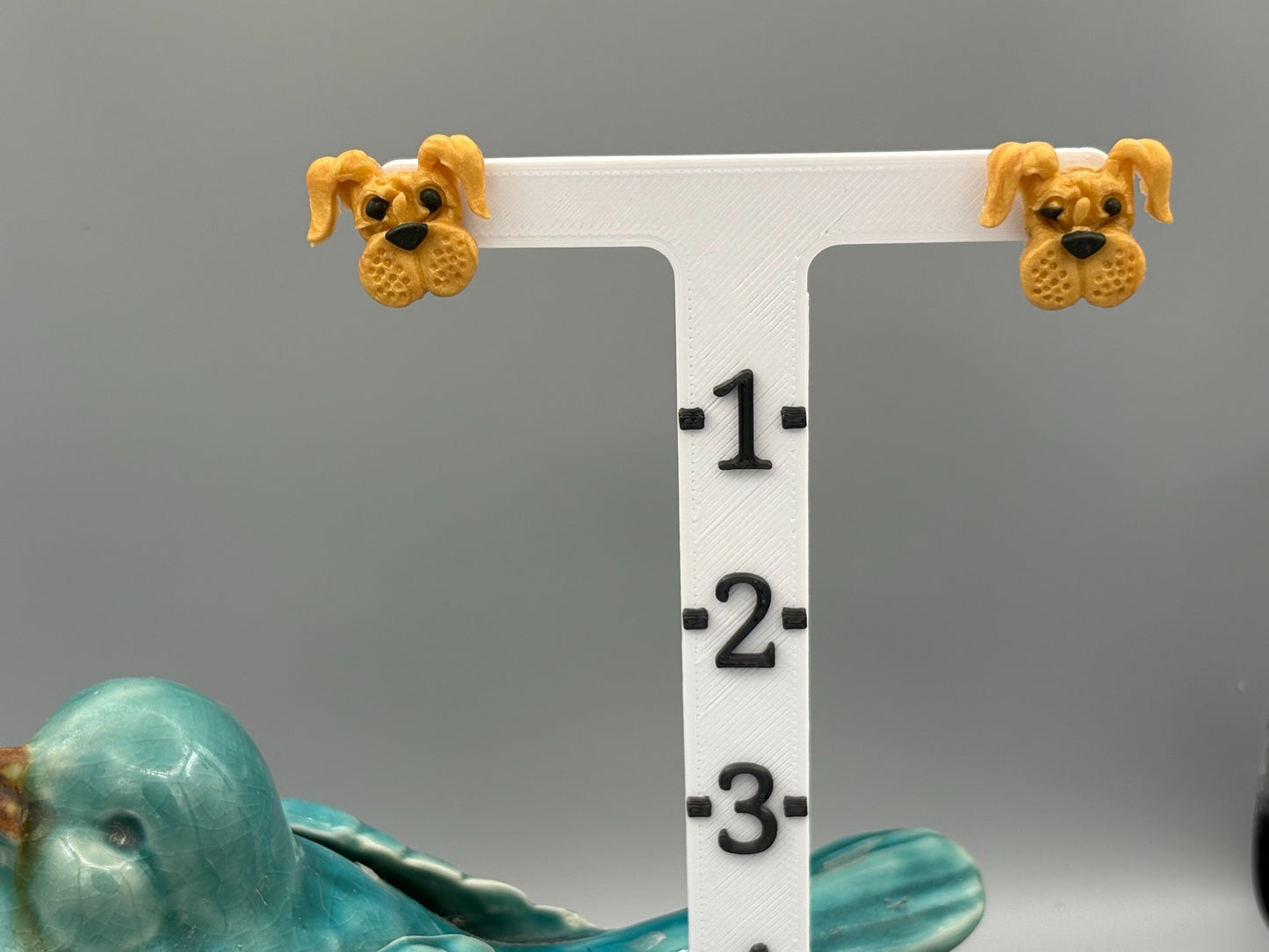 Gold Boxer Dog Stud Earrings - handcrafted polymer clay earrings by Lakeside Clay