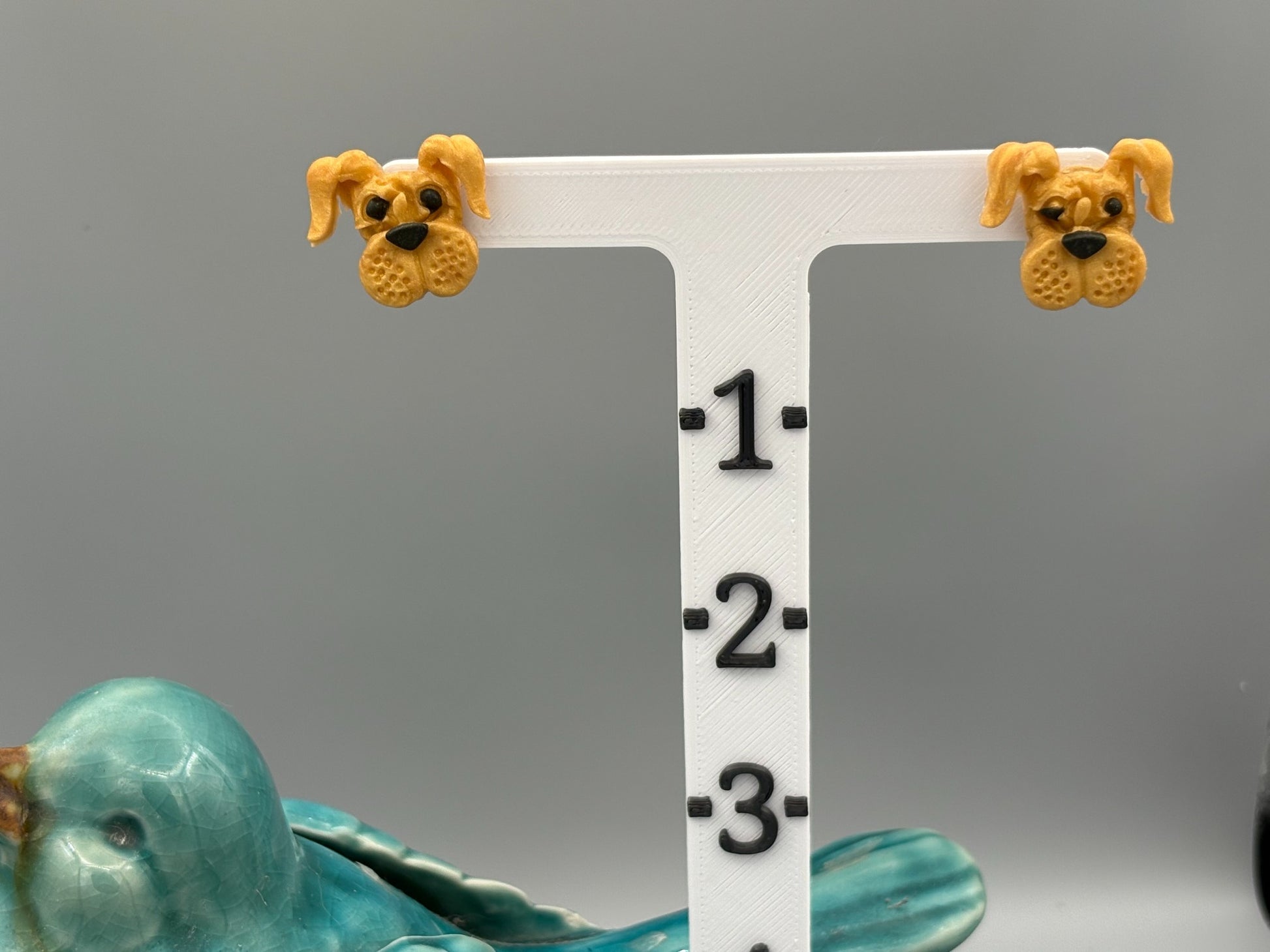 Gold Boxer Dog Stud Earrings - handcrafted polymer clay earrings by Lakeside Clay