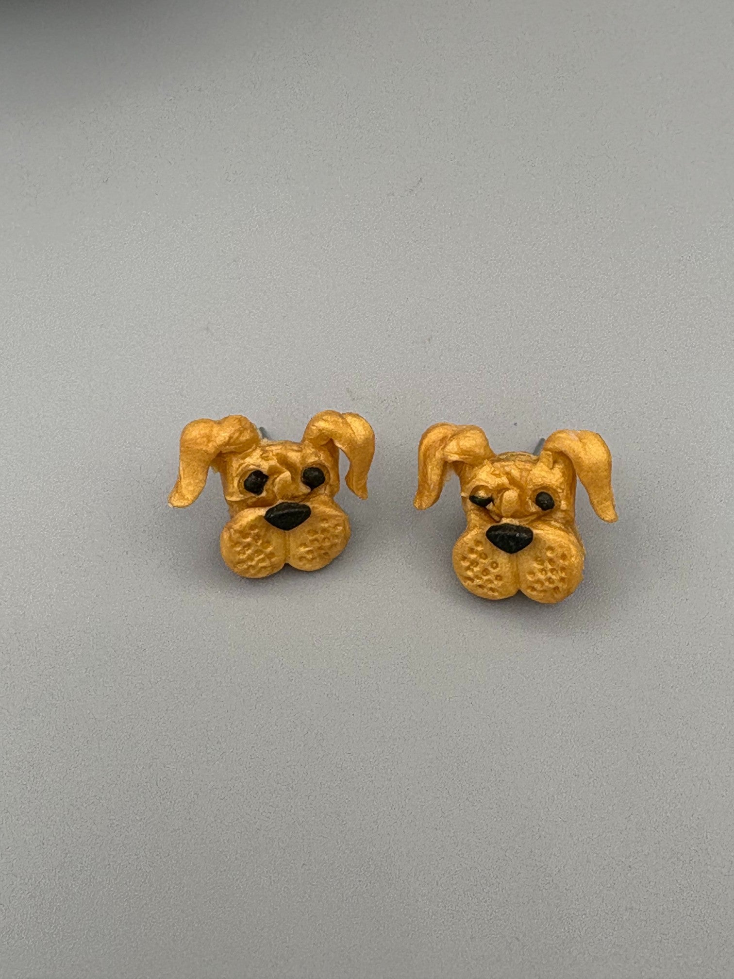 Gold Boxer Dog Stud Earrings - handcrafted polymer clay earrings by Lakeside Clay