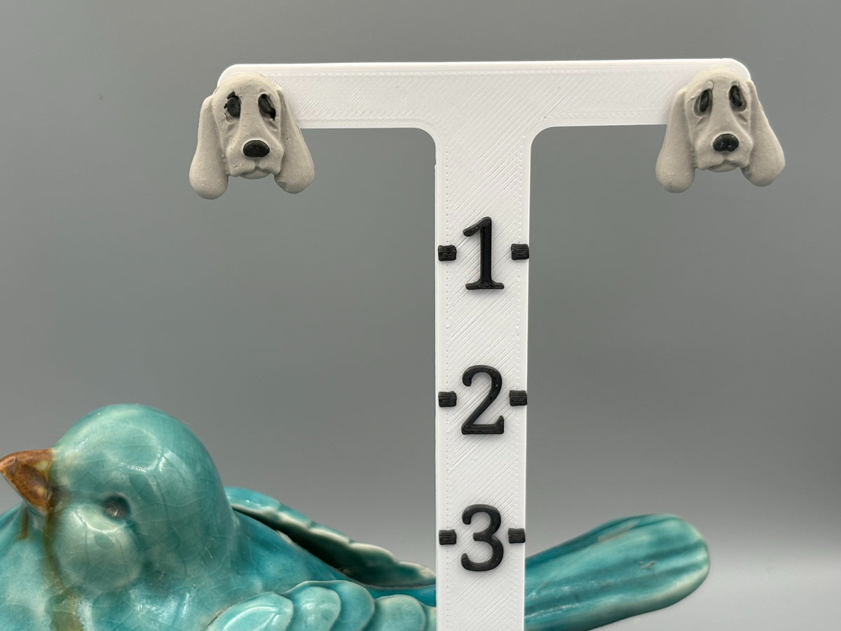 Grey Hound Dog Stud Earrings - handcrafted polymer clay earrings by Lakeside Clay