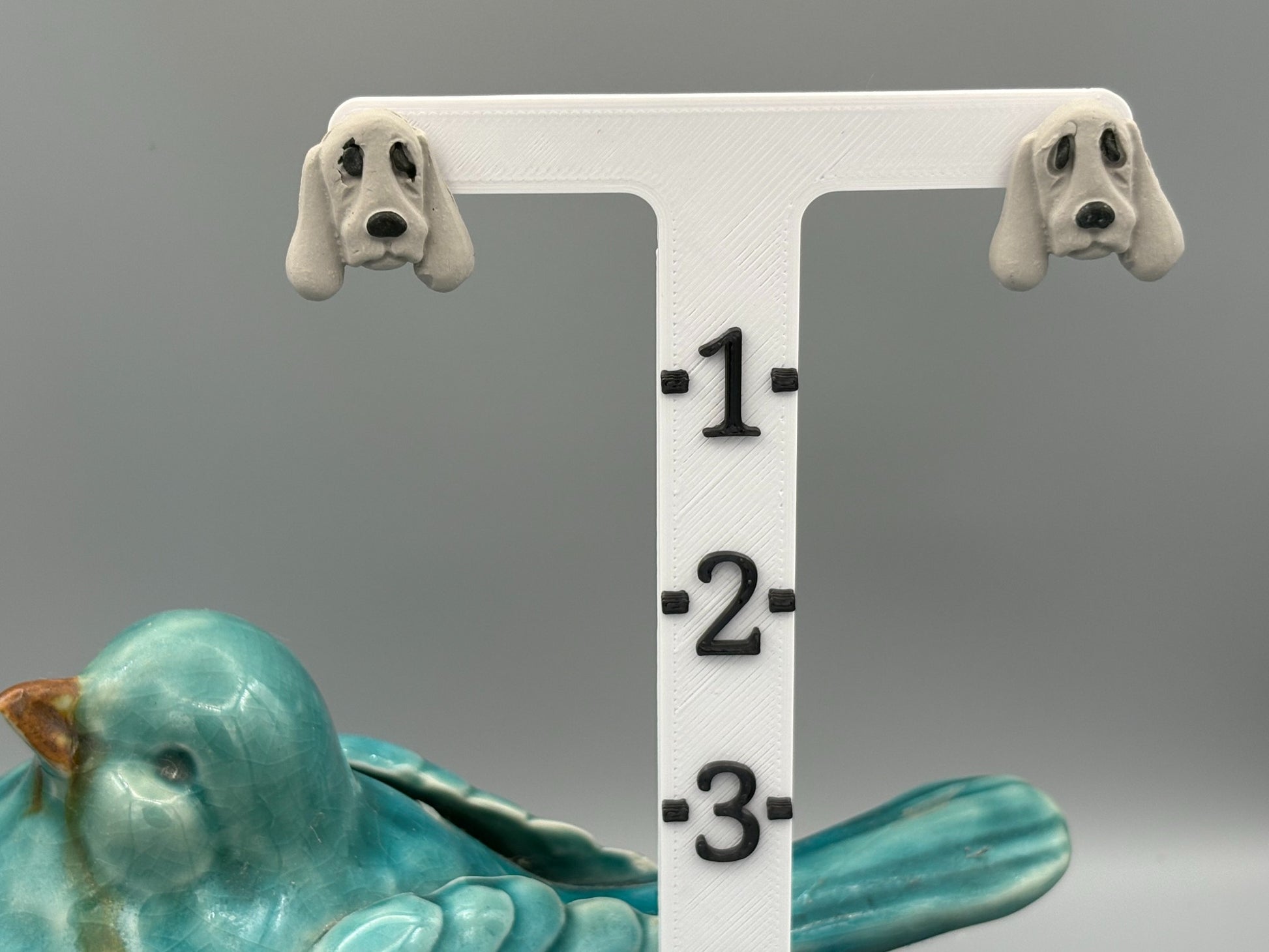 Grey Hound Dog Stud Earrings - handcrafted polymer clay earrings by Lakeside Clay