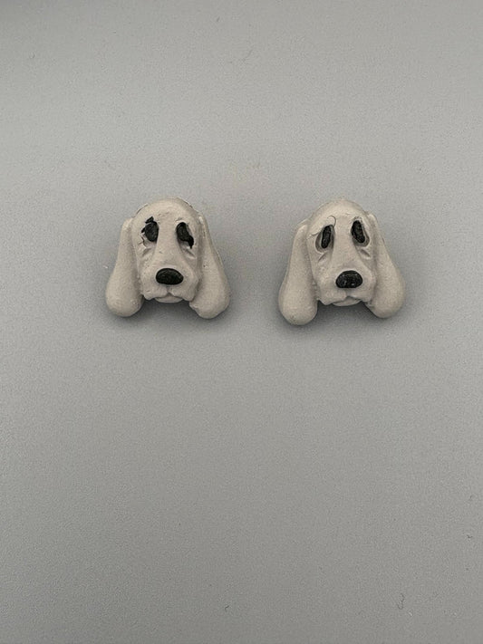 Grey Hound Dog Stud Earrings - handcrafted polymer clay earrings by Lakeside Clay