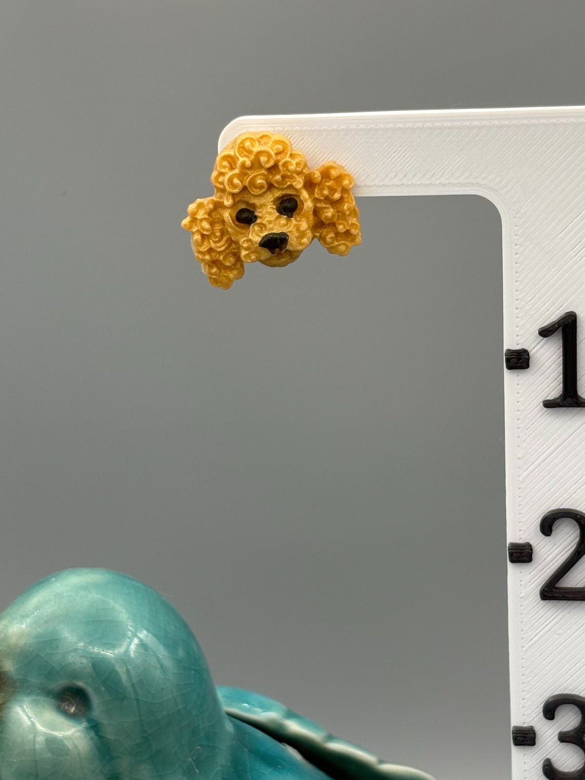 Gold Poodle Stud Earrings - handcrafted polymer clay earrings by Lakeside Clay