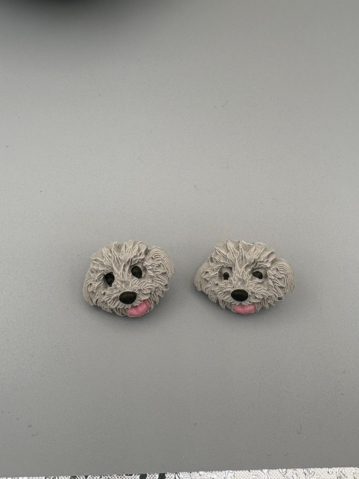 Grey Shihtzu Dog Stud Earrings - handcrafted polymer clay earrings by Lakeside Clay
