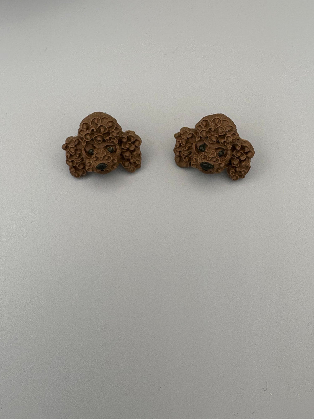 Brown Poodles Stud Earrings - handcrafted polymer clay earrings by Lakeside Clay