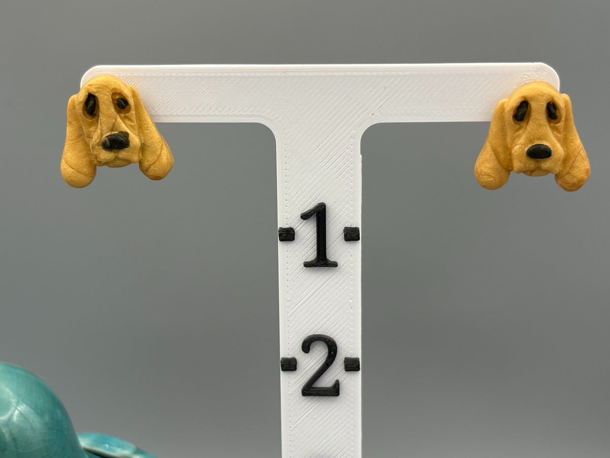 Gold Hound Dog Stud Earrings - handcrafted polymer clay earrings by Lakeside Clay