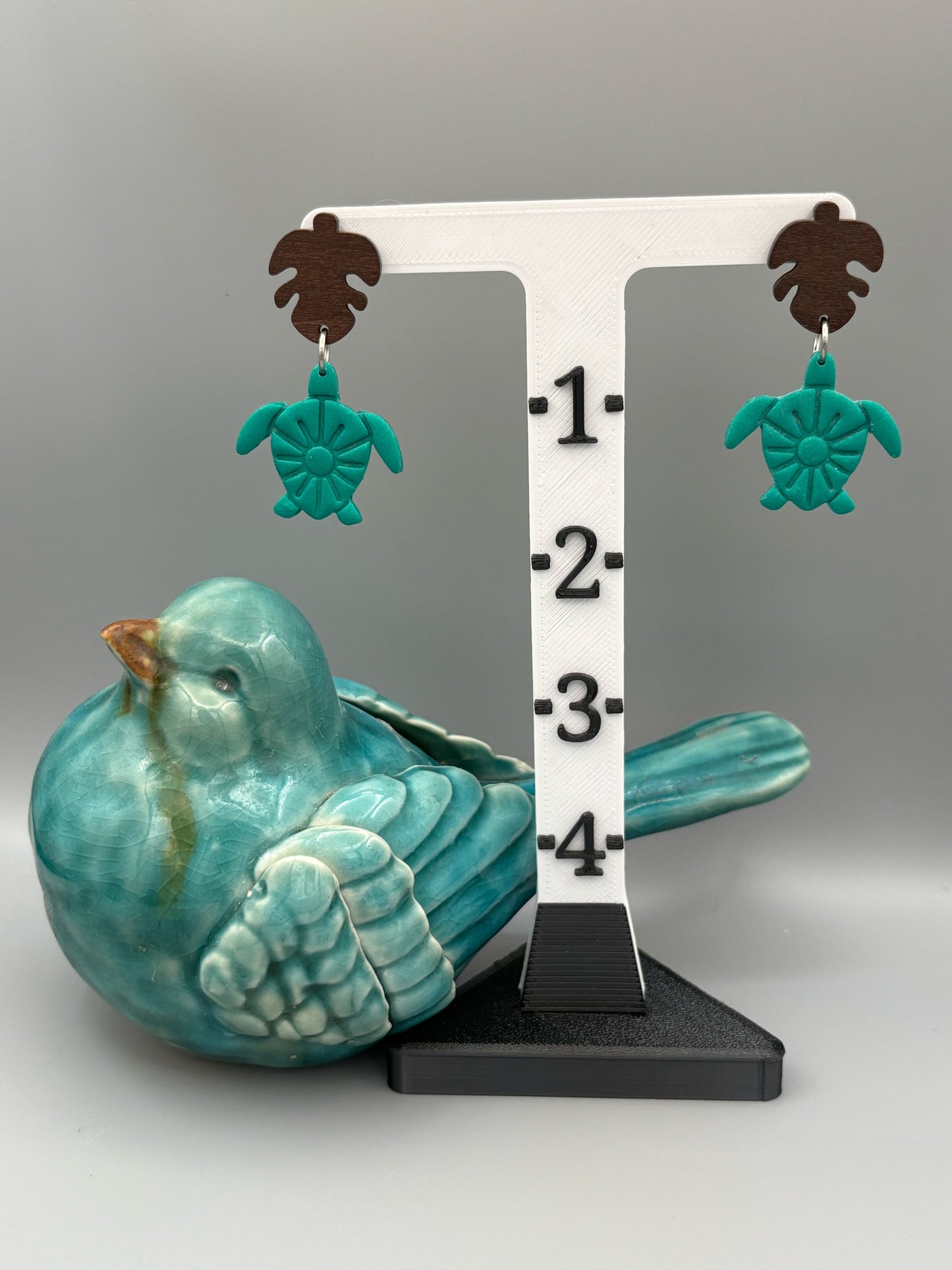 Turtle Dangle Earrings - handcrafted polymer clay earrings by Lakeside Clay