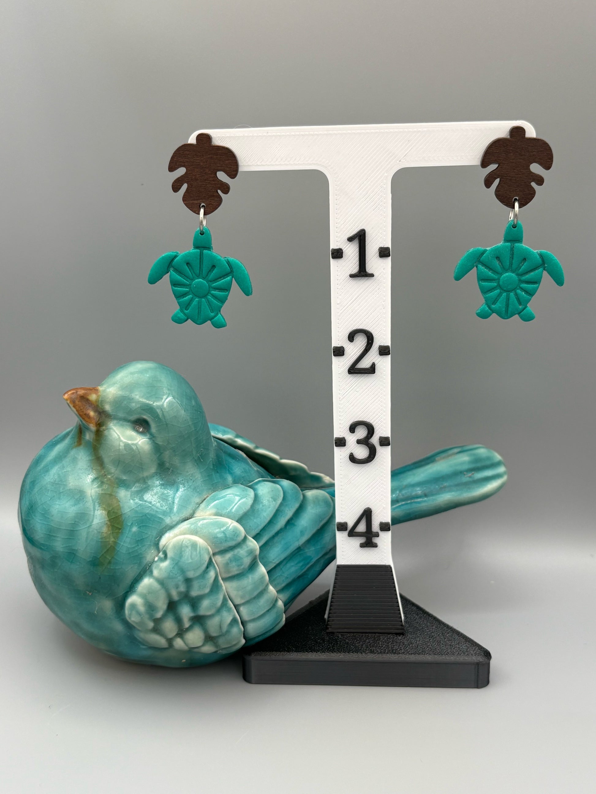 Turtle Dangle Earrings - handcrafted polymer clay earrings by Lakeside Clay