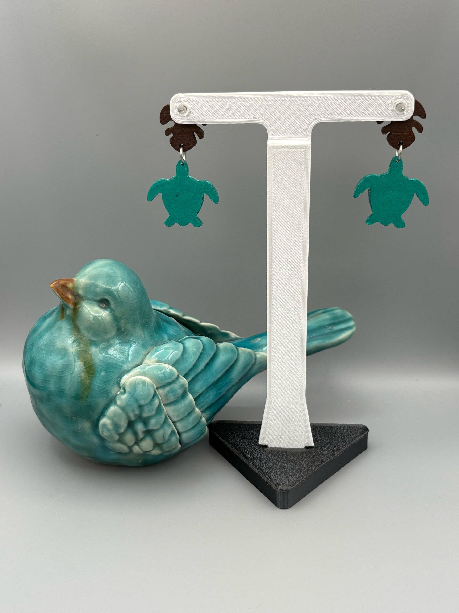 Turtle Dangle Earrings - handcrafted polymer clay earrings by Lakeside Clay