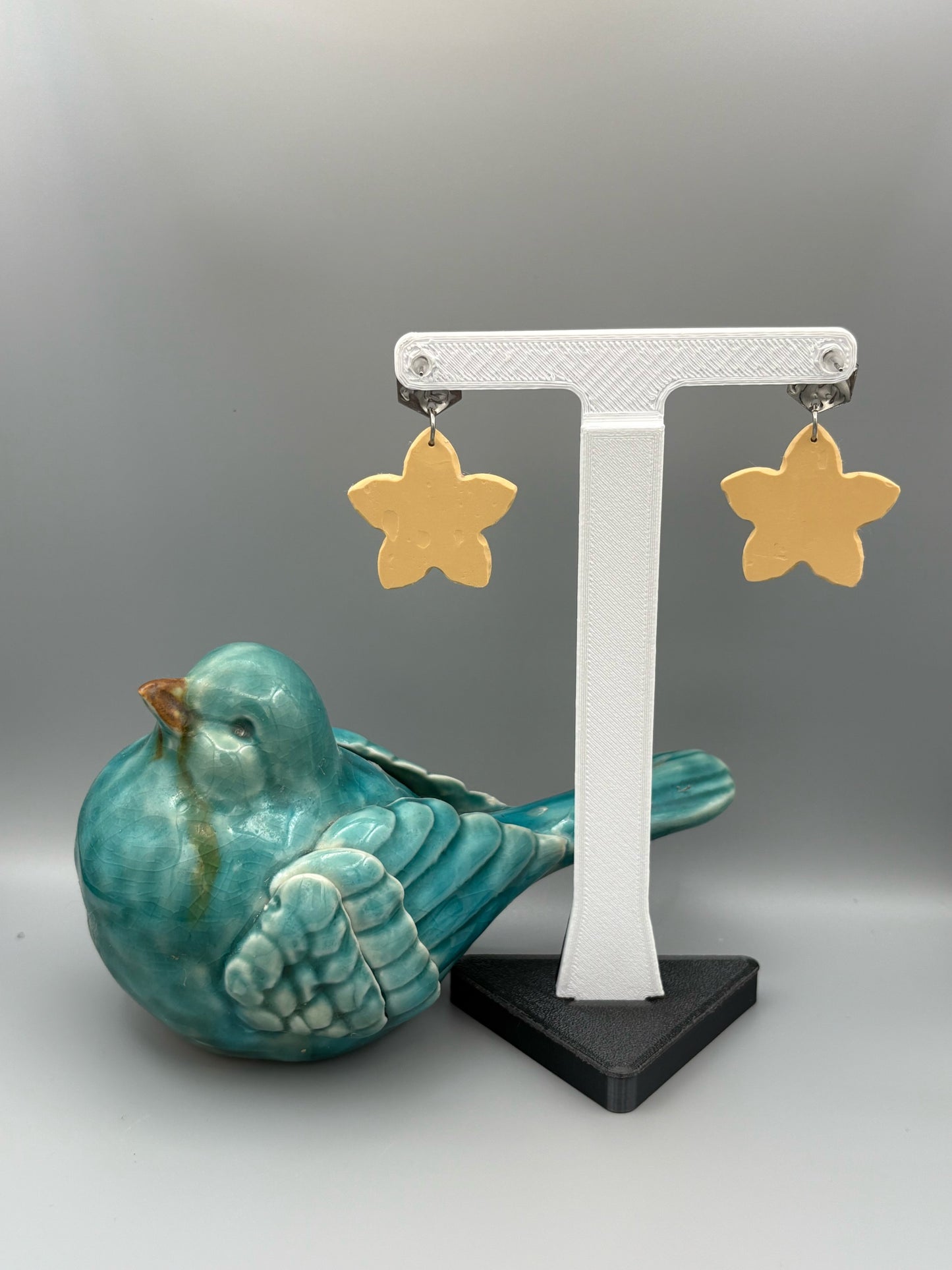 Flower Pattern Flower Dangle Earrings - handcrafted polymer clay earrings by Lakeside Clay