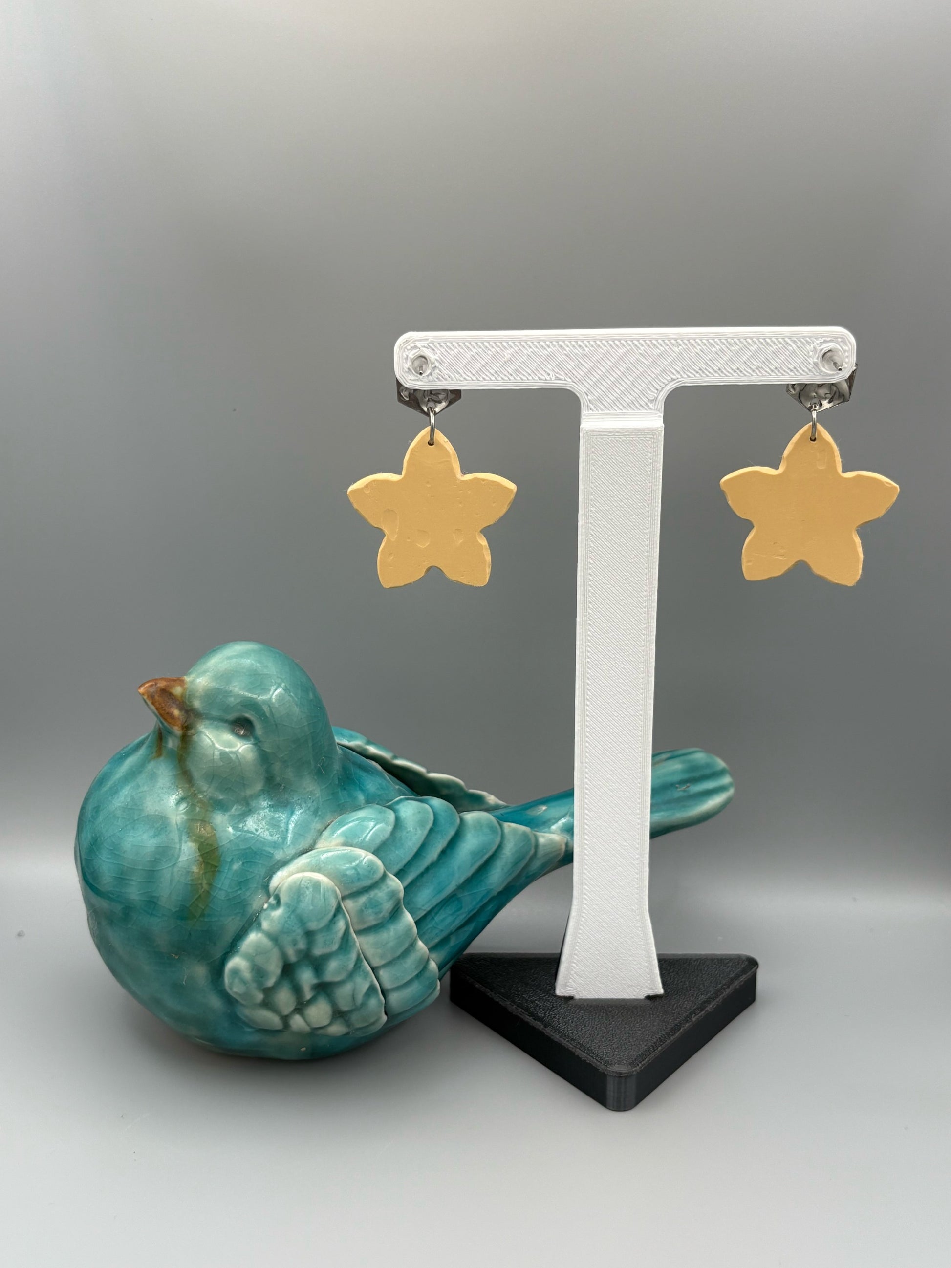 Flower Pattern Flower Dangle Earrings - handcrafted polymer clay earrings by Lakeside Clay