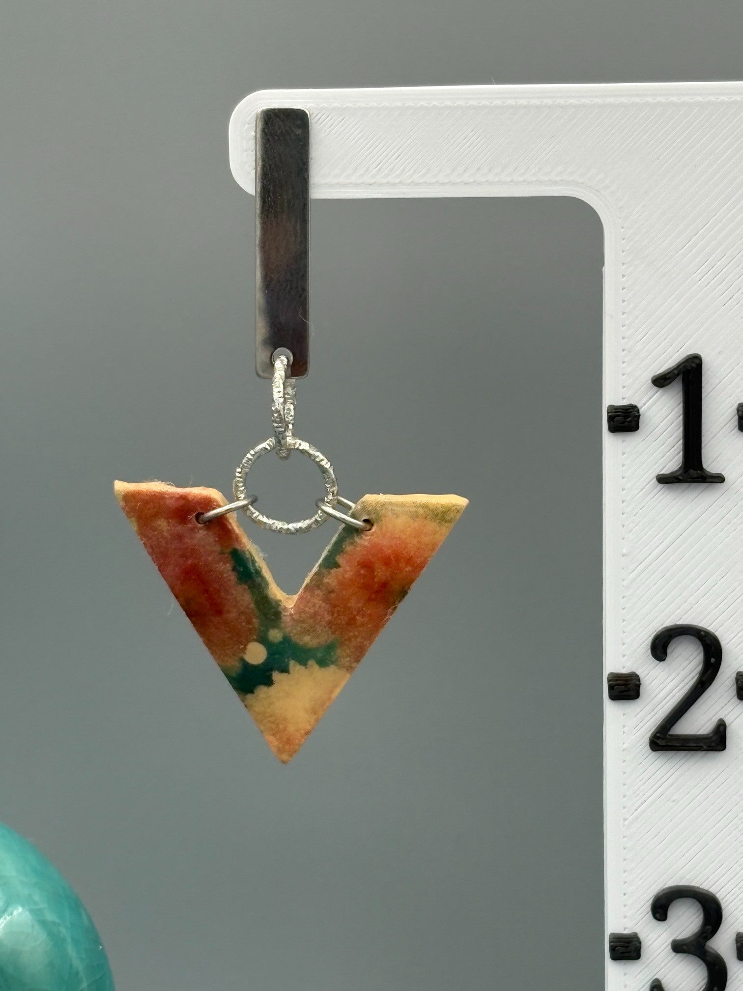 Flower Pattern V Dangle Earrings - handcrafted polymer clay earrings by Lakeside Clay