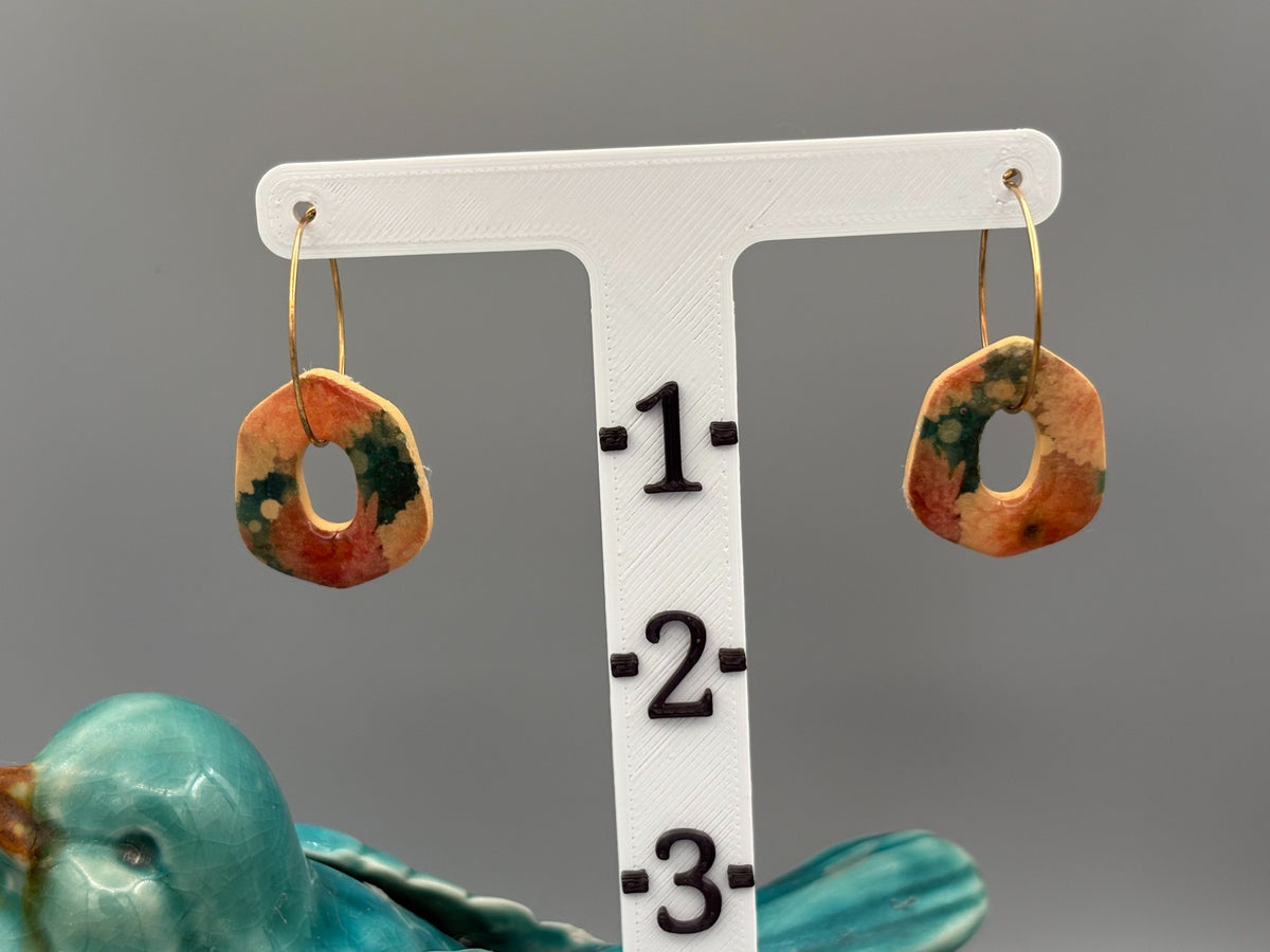 Flower Pattern Hoop Earrings - handcrafted polymer clay earrings by Lakeside Clay